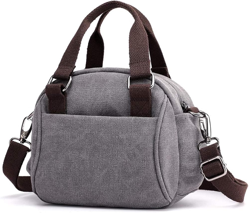 ANBENEED Small Canvas Crossbody Handbag Zipper Casual Crossbody Bag Purse For Women Ladies (Gray)