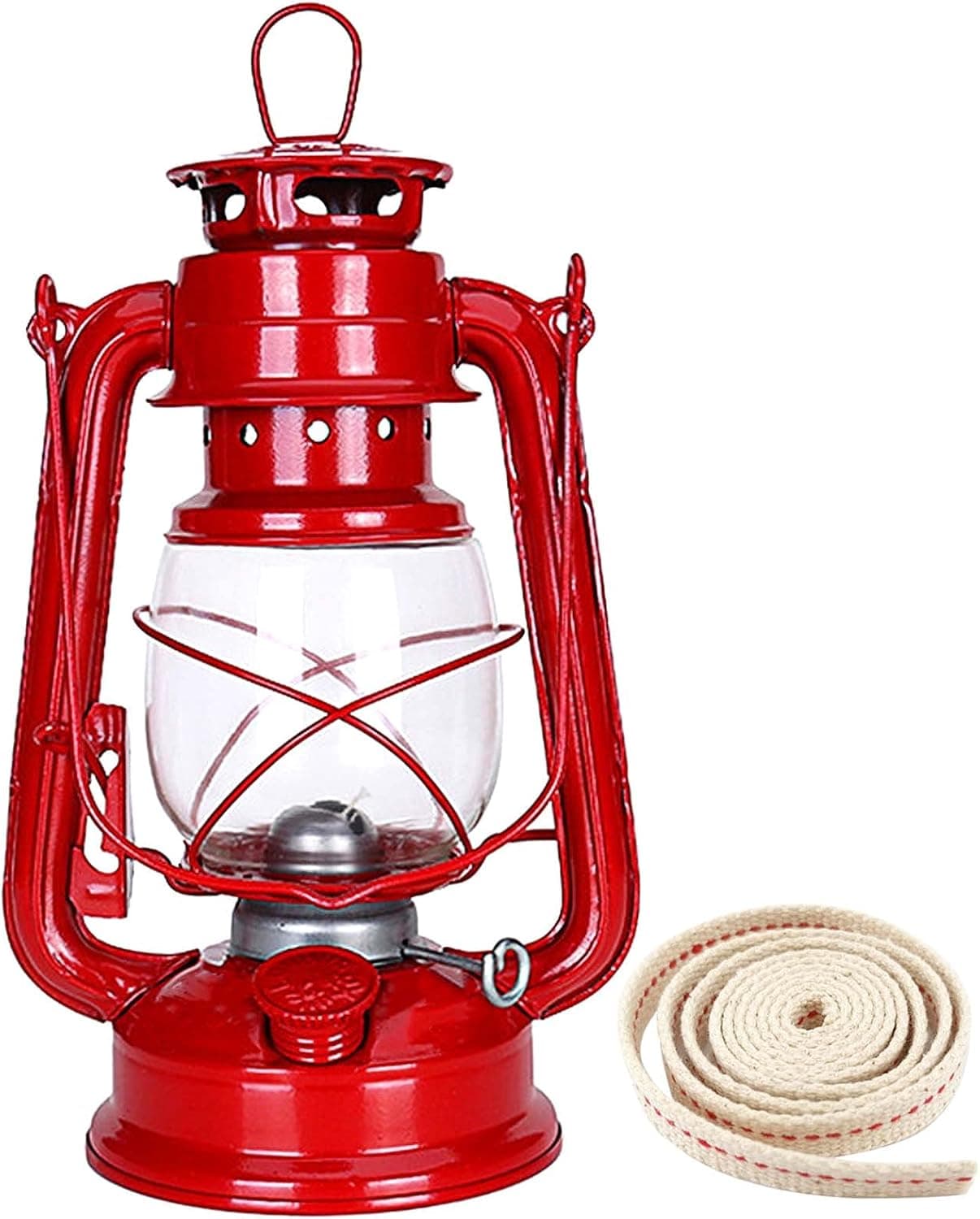 Vintage Oil Lamps,1 Oil Lamp and 1 Roll of Wick, Rustic Kerosene Hurricane Lantern for Indoor and Outdoor Hanging Tabletop Decoration (11.02inch Tall)