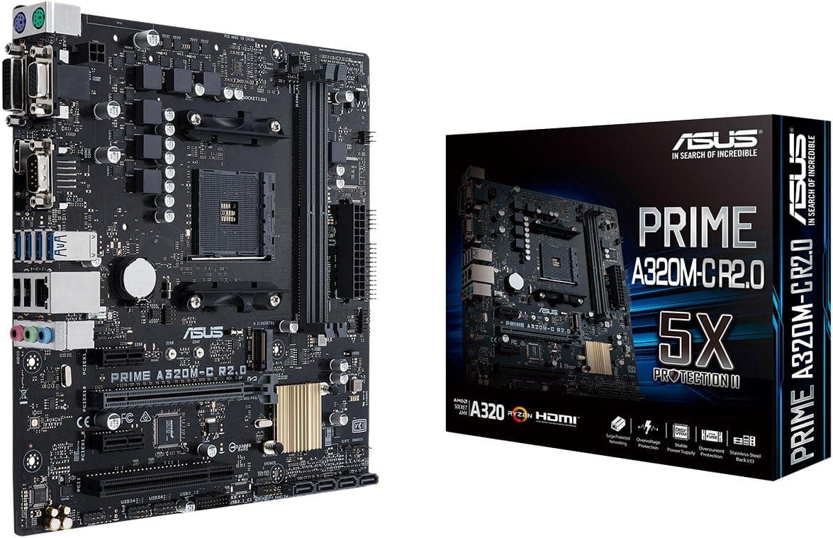 ASUS PRIME A320M-C R2.0 AMD Ryzen AM4 DDR4 HDMI DVI-D VGA M.2 USB 3.0 Micro-ATX A320 Motherboard