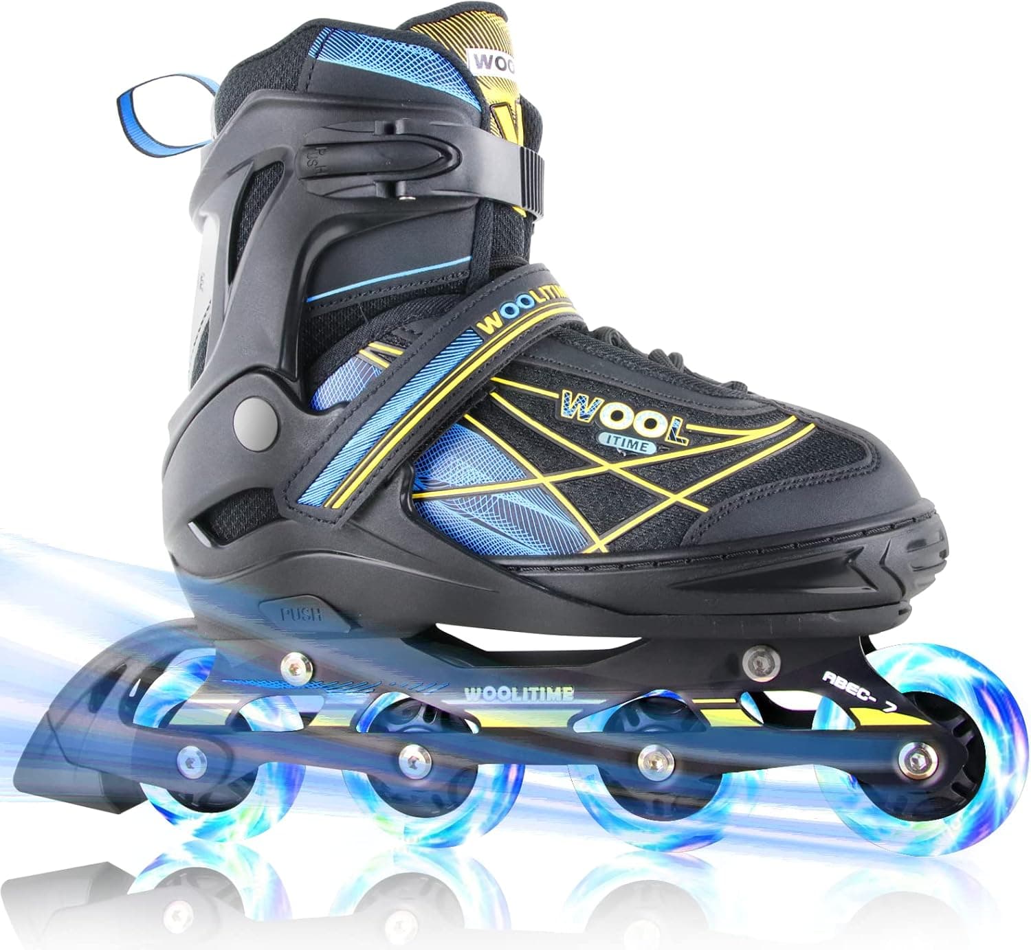 Woolitime Sports Adjustable Roller Blades for Girls Boys Kids with Featuring All Illuminating Wheels, Safe Durable Inline Skates, Patines para Mujer, Fashionable Roller Skates for Women, Youth Adults