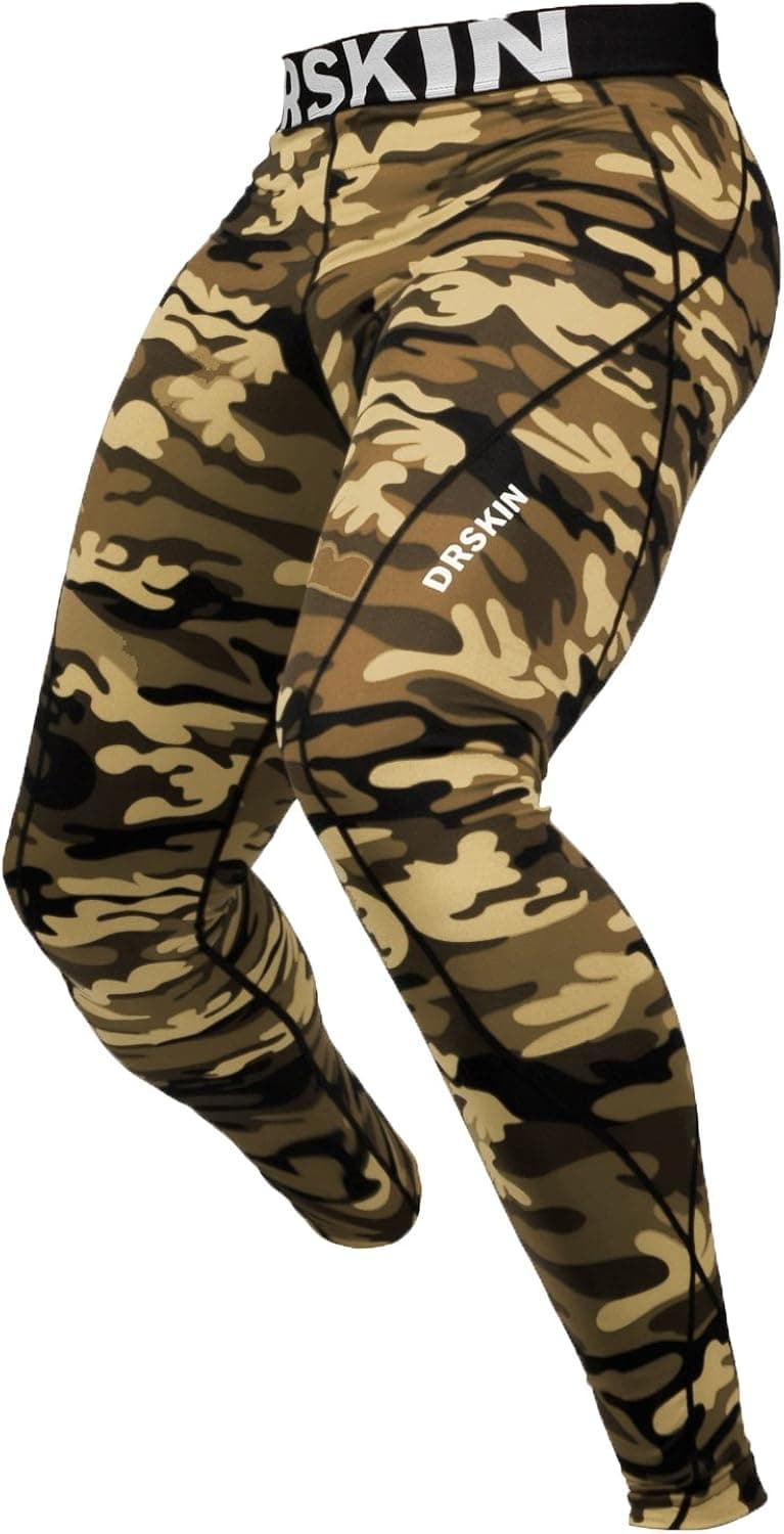 DRSKIN 1~3 Pack Men’s Compression Dry Cool Sports Tights Pants Baselayer Running Leggings Yoga (Packs of 1, 2, or 3 Deals) (S, DMBR01) Brown