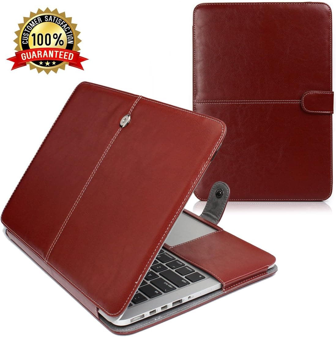 Famber MacBook Retina 13 Inch Leather Sleeve Bag Folio Case for MacBook Pro 13 Inch with Retina Display A1502 / A1425 (No CD-ROM Drive) - Brown