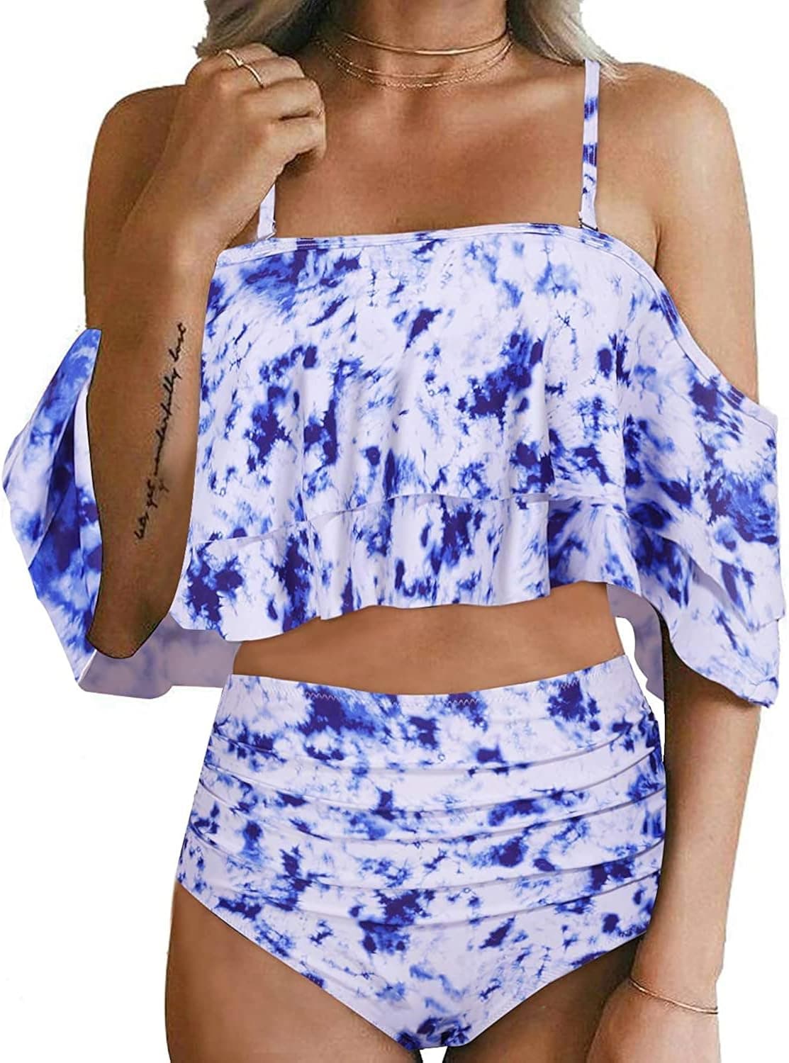 Tempt Me Women Two Piece Off Shoulder High Waist Bikini Set
