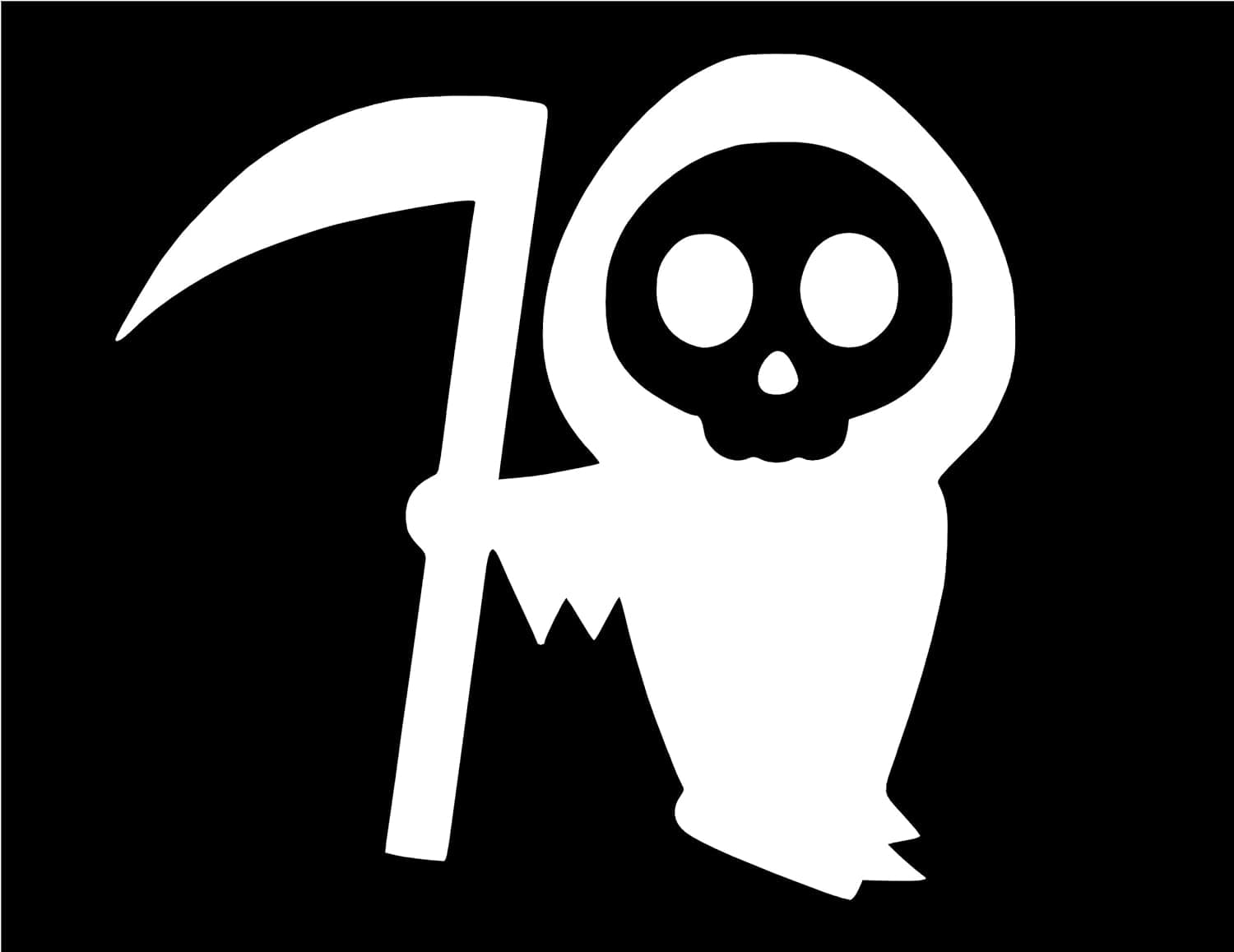 Cartoon Grim Reaper Halloween Scary Death Vinyl Sticker Decal (4" x 3.8", White)