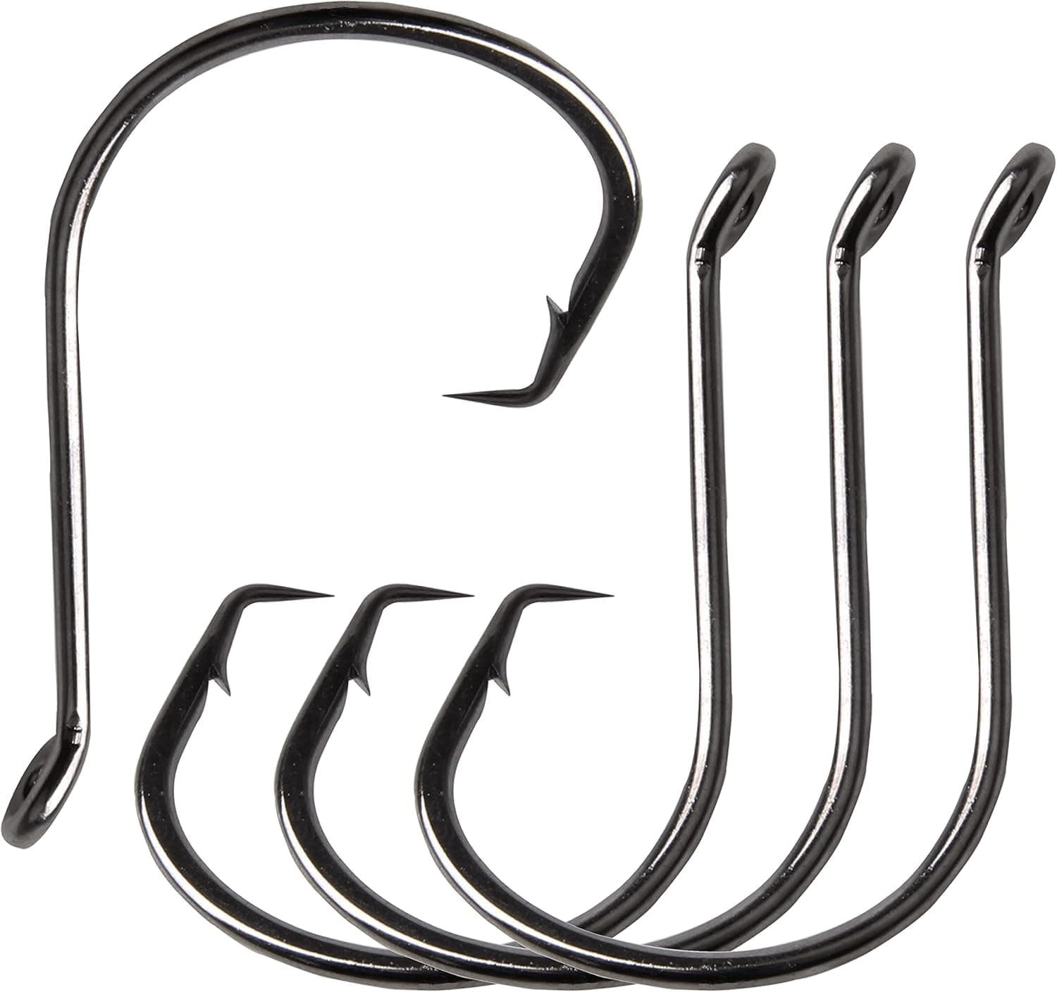 Fishing Hooks Circle Hooks Saltwater Catfish Hooks 2X Strong Offset Hooks Sharp Black Circle Hooks for Catfish Bass Freshwater Saltwater Fishing 120pcs/pack
