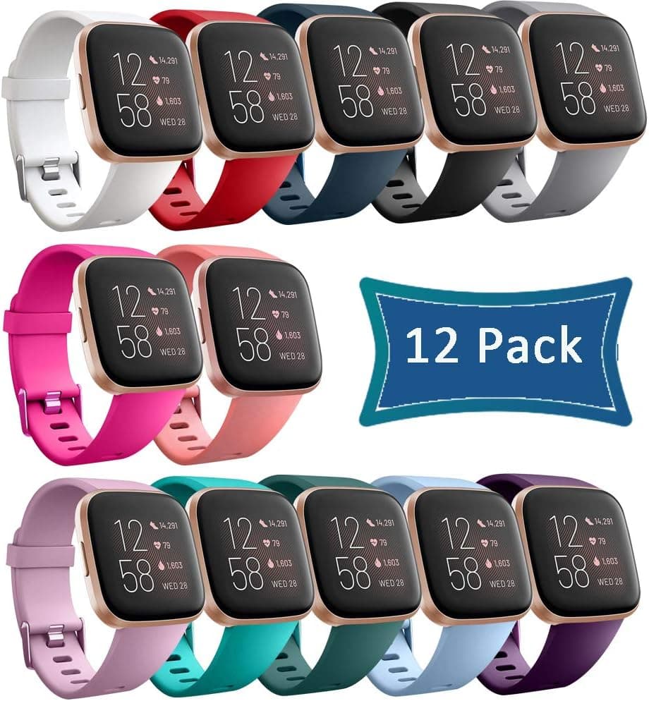 Molitececool Classic Bands for Fitbit Versa 2 /Versa/Versa Lite Edition Soft Silicone Multi-Color Replacement wristband Sport Strap Large Small for men women