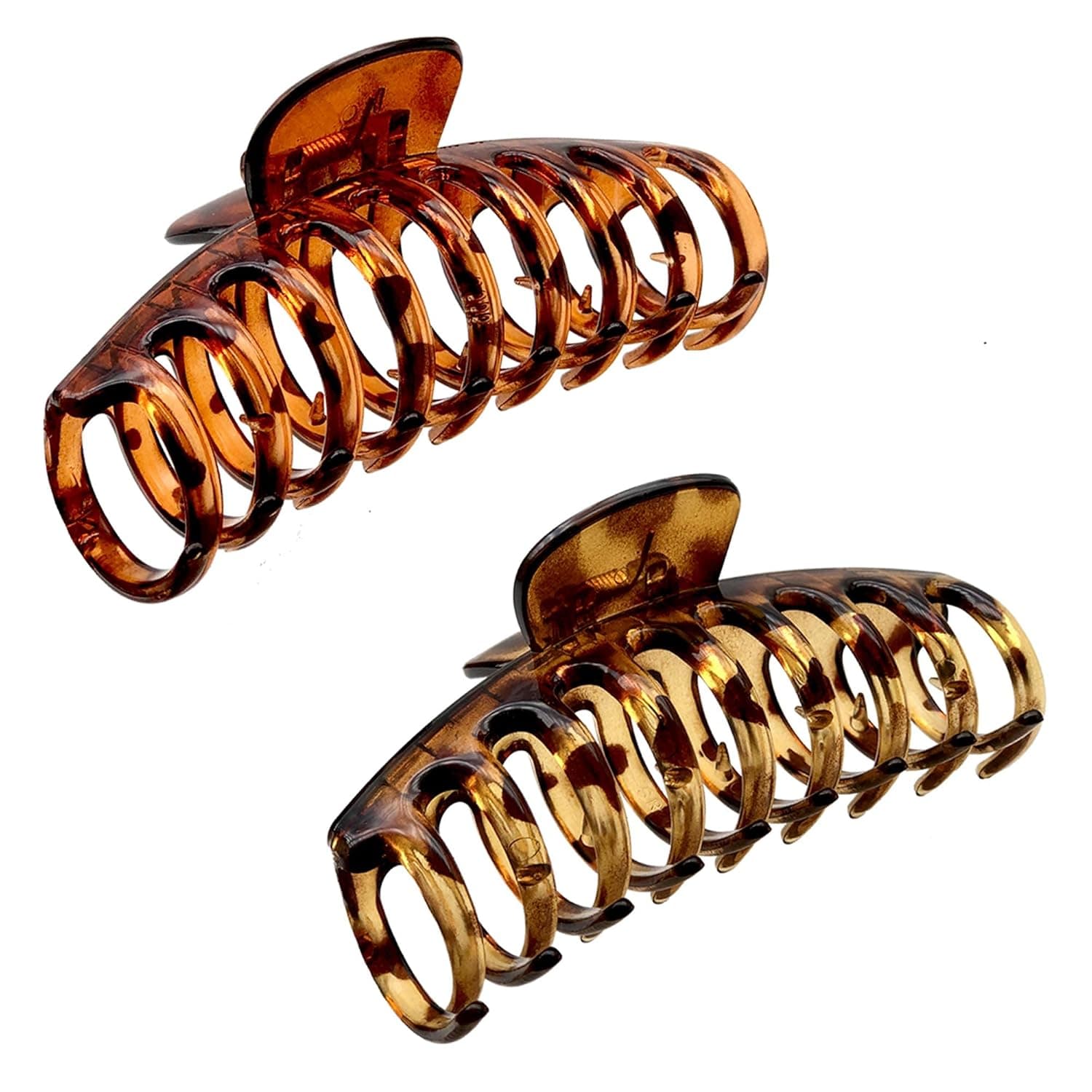OWIIZI Big Hair Claw Clips for Women 4.3" Leopard Print Large Hair Clips Non-Slip Tortoise Strong Barrettes Banana Jumbo Claw Clips for Girls Long Thick Hair (2 Packs)