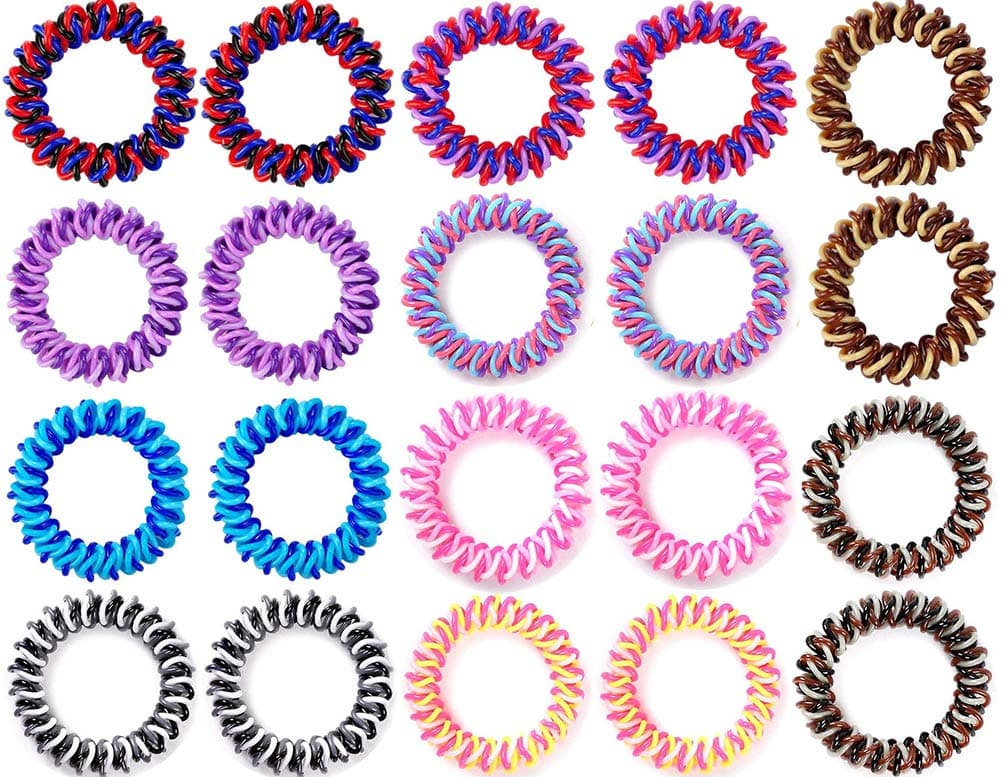 Elastic Hair Ties Hair Rubber Bands No Damage Traceless Hair Ring Rope Clear Plastic No Crease Spiral Twist Ponytail Holders Stretchy Hair Coil Telephone Cord Set Styling Accessories 20 Pack