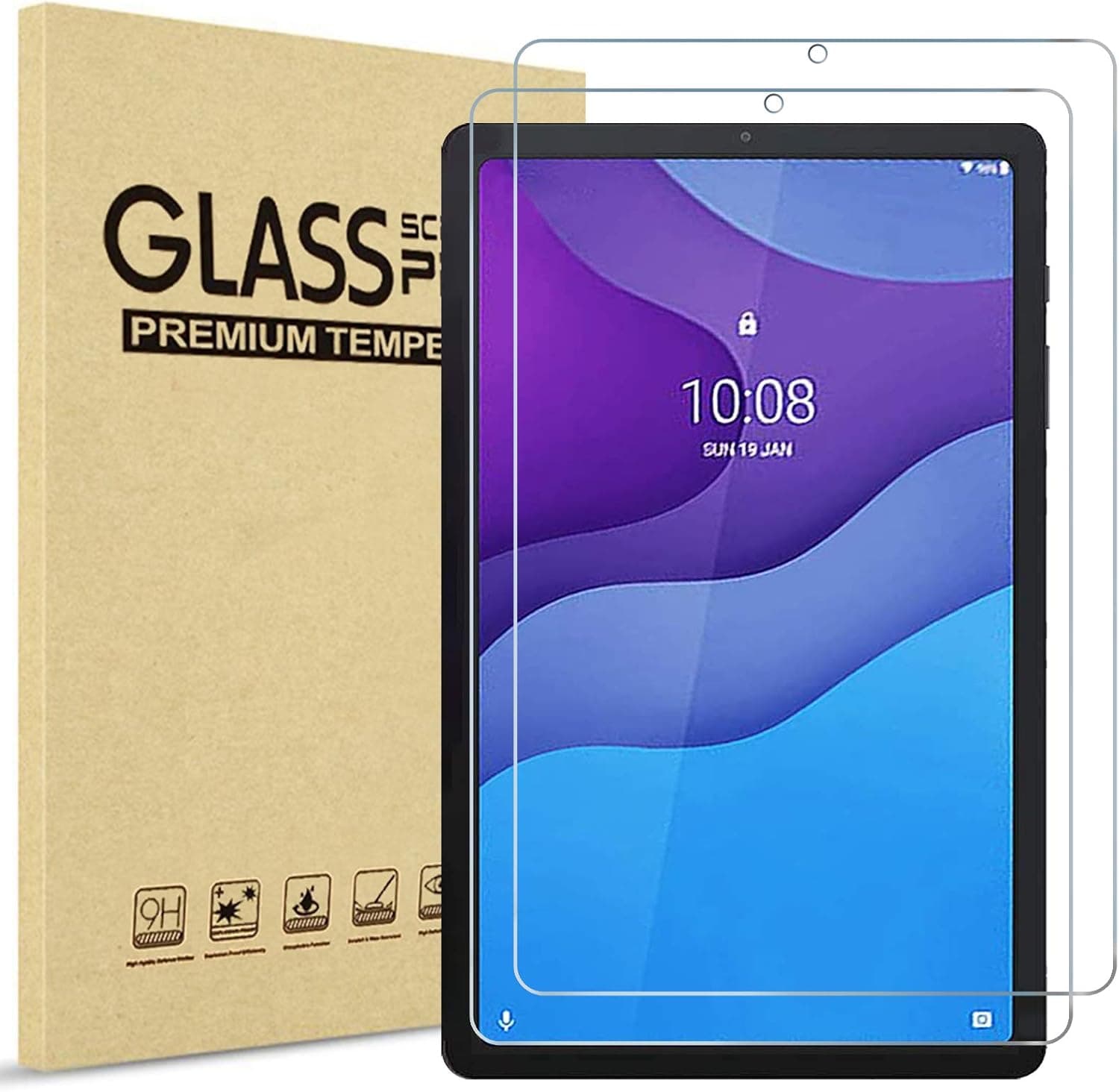 ProCase [2 Pack] Screen Protector for Lenovo Tab M10 HD 2nd Gen (TB-X306X) / Smart Tab M10 HD 2nd Gen (TB-X306F) 10.1 Inch 2020 Release, Tempered Glass Screen Film Guard Screen Protector –Clear