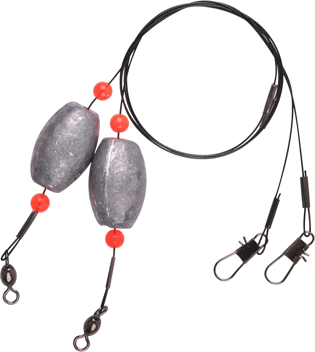 Fishing Egg Sinker Weight Rigs, Stainless Steel Fishing Wire Leaders with Sinkers Fish Swivels and Snaps Flounder Rig Saltwater for Bottom Fishing