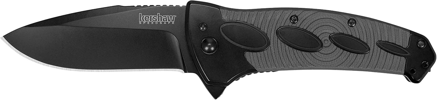 Kershaw Identity Tactical Drop Point Pocket Knife (1995), Features SpeedSafe Assisted Opening, Frame Lock, Reversible Deep Carry Pocket Clip and Textured Handle (Box package),Black