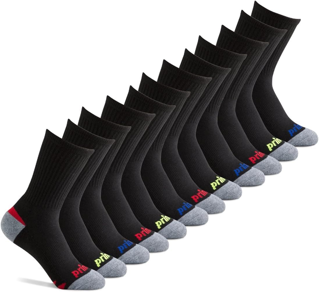 Prince Boys' Crew Length Athletic Socks with Cushion for Active Kids
