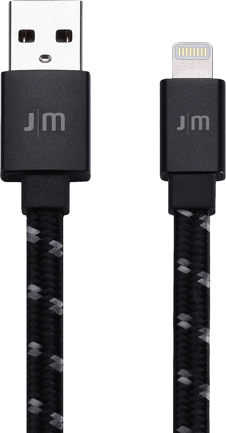 Just Mobile AluCable Braided Lightning Aluminum Connector Stylish Hygienic Anti-Mold/Stain/Bacterial/Breakage M4i-Certified - Black