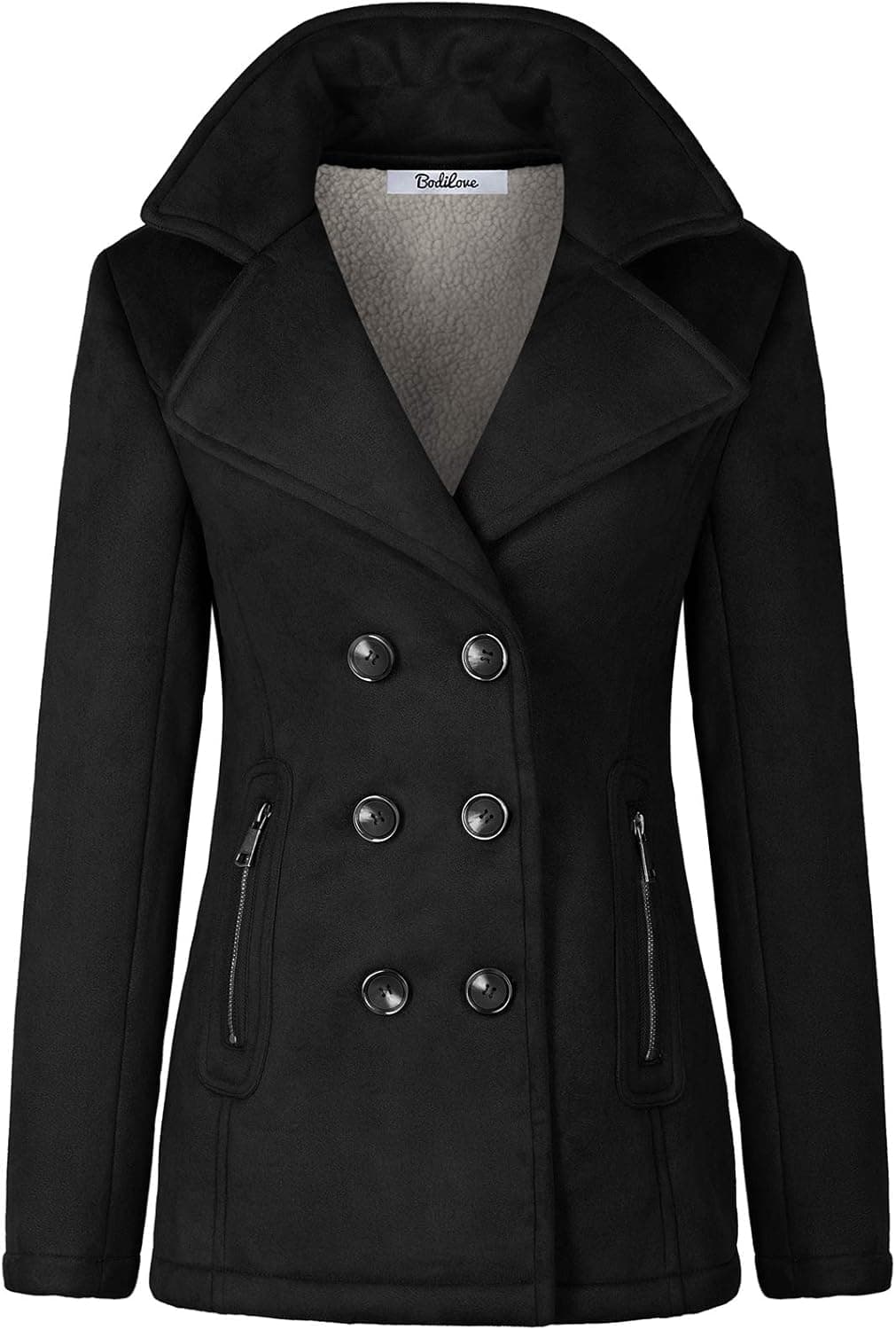 BodiLove Women's Stylish and Warm Peacoat with Sherpa Lining