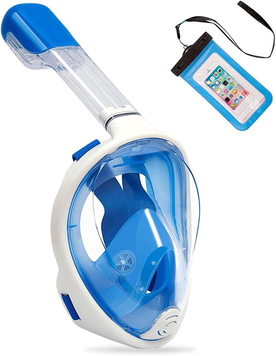YOOCOOL Full Face Snorkel Mask Foldable 180° Panoramic View Diving Scuba Mask Free Breathing Full Face Snorkeling Mask