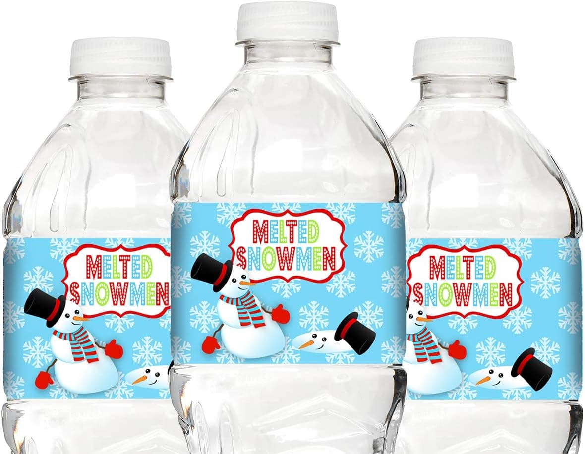 Snowman Bottle Wraps - 20 Snowman Water Bottle Labels - Snowman Party Decorations - Snowman Party Supplies - Bottle