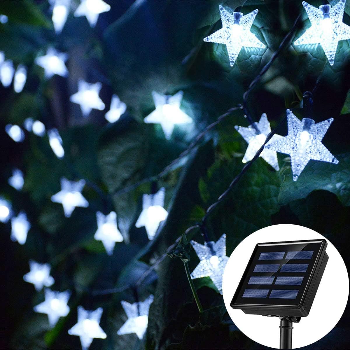 Chasgo Solar String Lights, 30FT 50LED Solar Powered Star Fairy Lights, Waterproof Outdoor LED Star Lights for Christmas Tree Garden Backyard Patio Balcony Camping Tent Decor