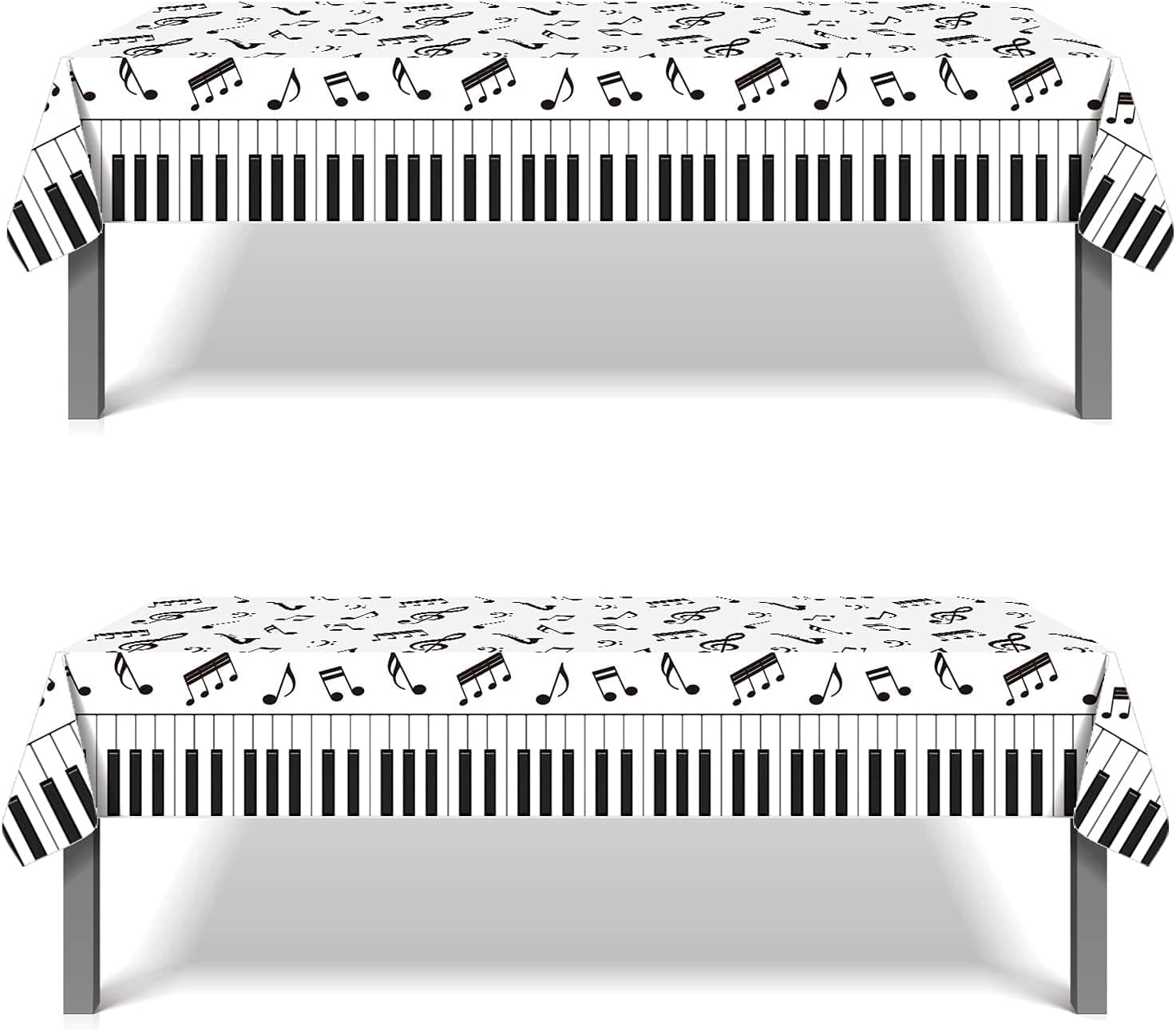 Piano Notes Table Cover -2 Pack 86.6x52 Inch Disposable Printed Plastic Tablecloth -Piano Music Themed Party Supplies Decorations Birthday Party Favors