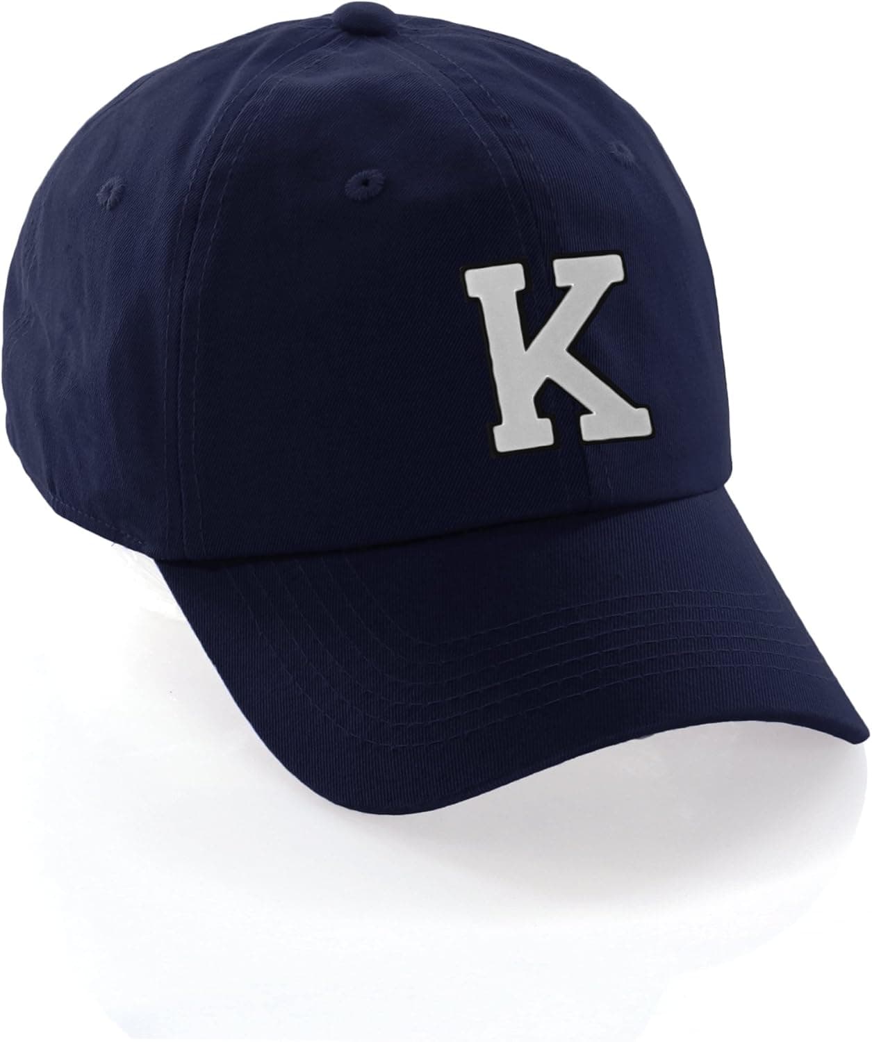 I&W Hatgear Customized Letter Intial Baseball Hat A to Z Team Colors, Navy Cap Black White