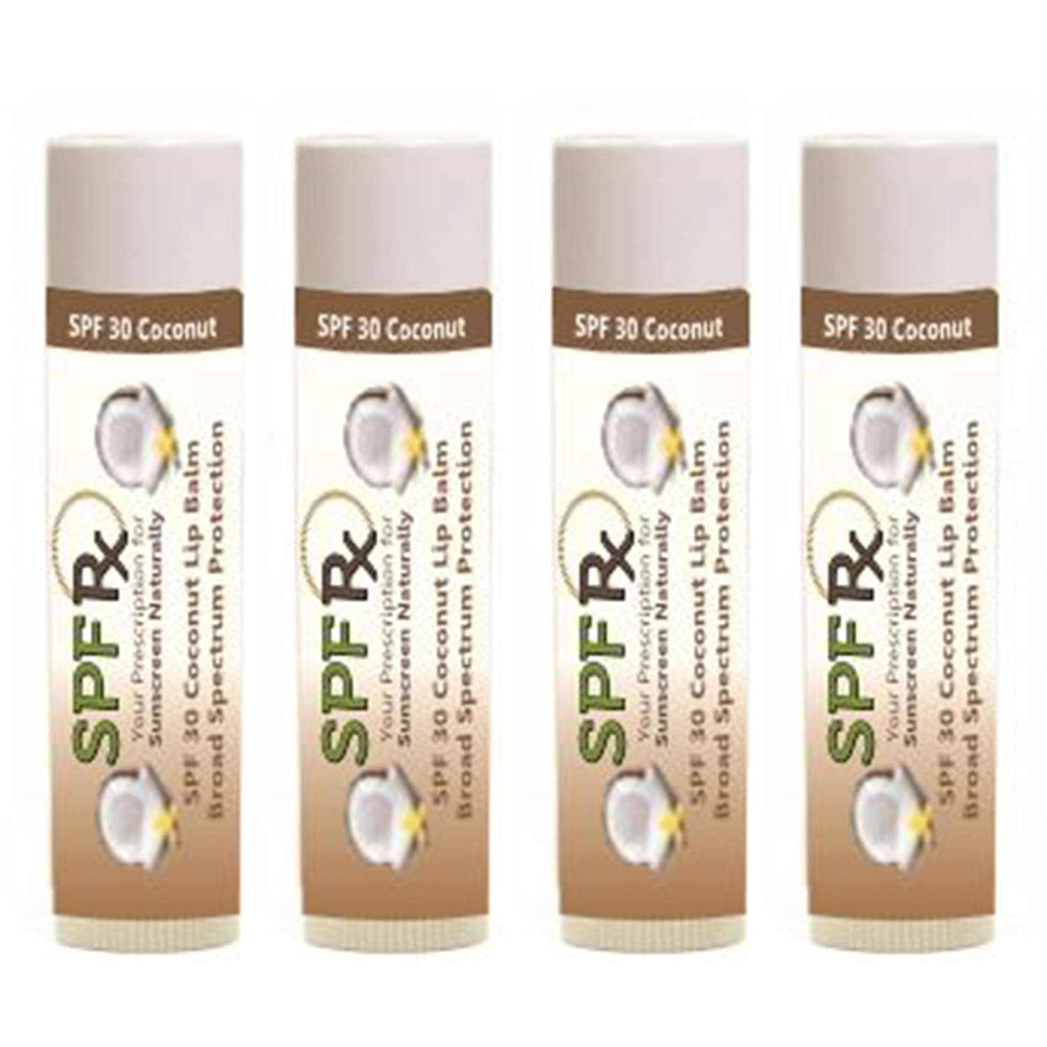 SPF 30 Coconut Lip Balm - Lip Protection - Paraben Free Broad Sunscreen Protection Lip Care without OMC and OXY - Reef Safe (4 Pack)