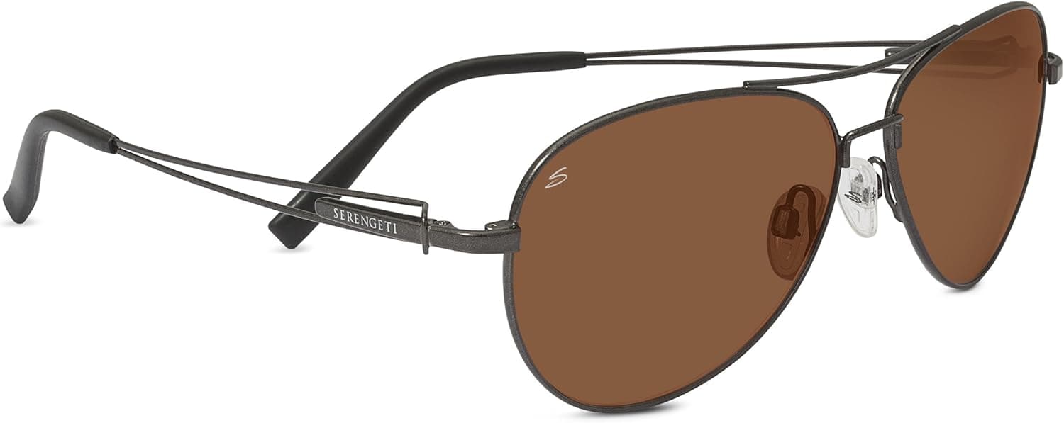 Serengeti Brando Sunglasses, Shiny Dark Gunmetal Frame, Drivers Lens