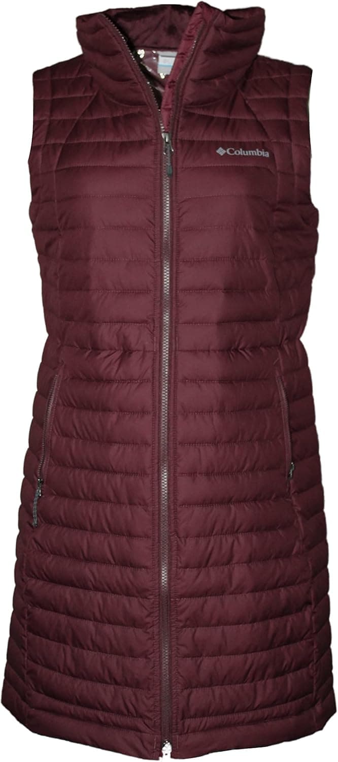 Columbia Women's White Out Long Puffer Omni Heat Full Zip Insulated Vest