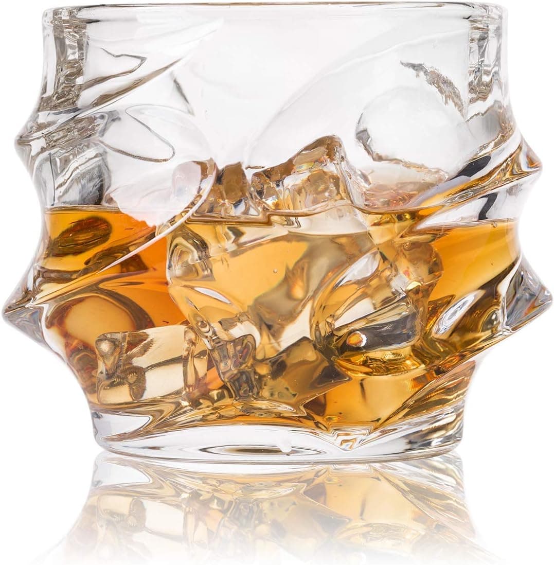 GLASKEY Whiskey Glass Set of 4-10 oz Lead Crystal Old Fashioned Glass, Cocktail Cool Rocks Glass Tumbler for Bourbon, Irish Whisky, Brandy and More, Scotch Glasses