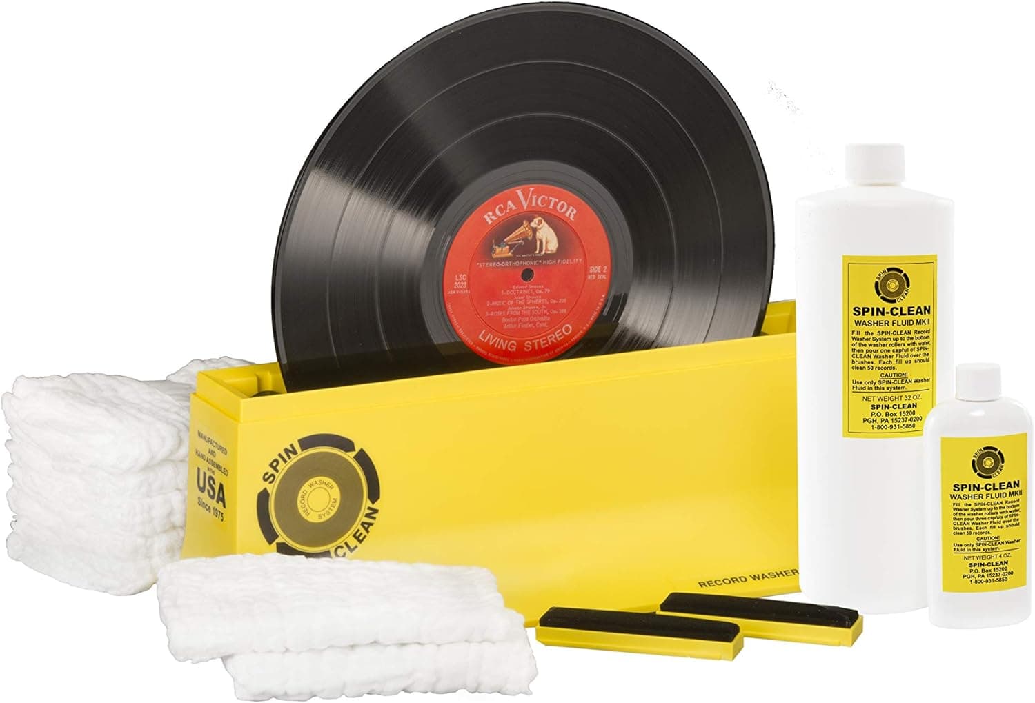 Spin-Clean Vinyl Record Washer MKII Deluxe Kit - Offering Five Extra Drying Cloths, Extra 32oz. Fluid & Extra Brushes