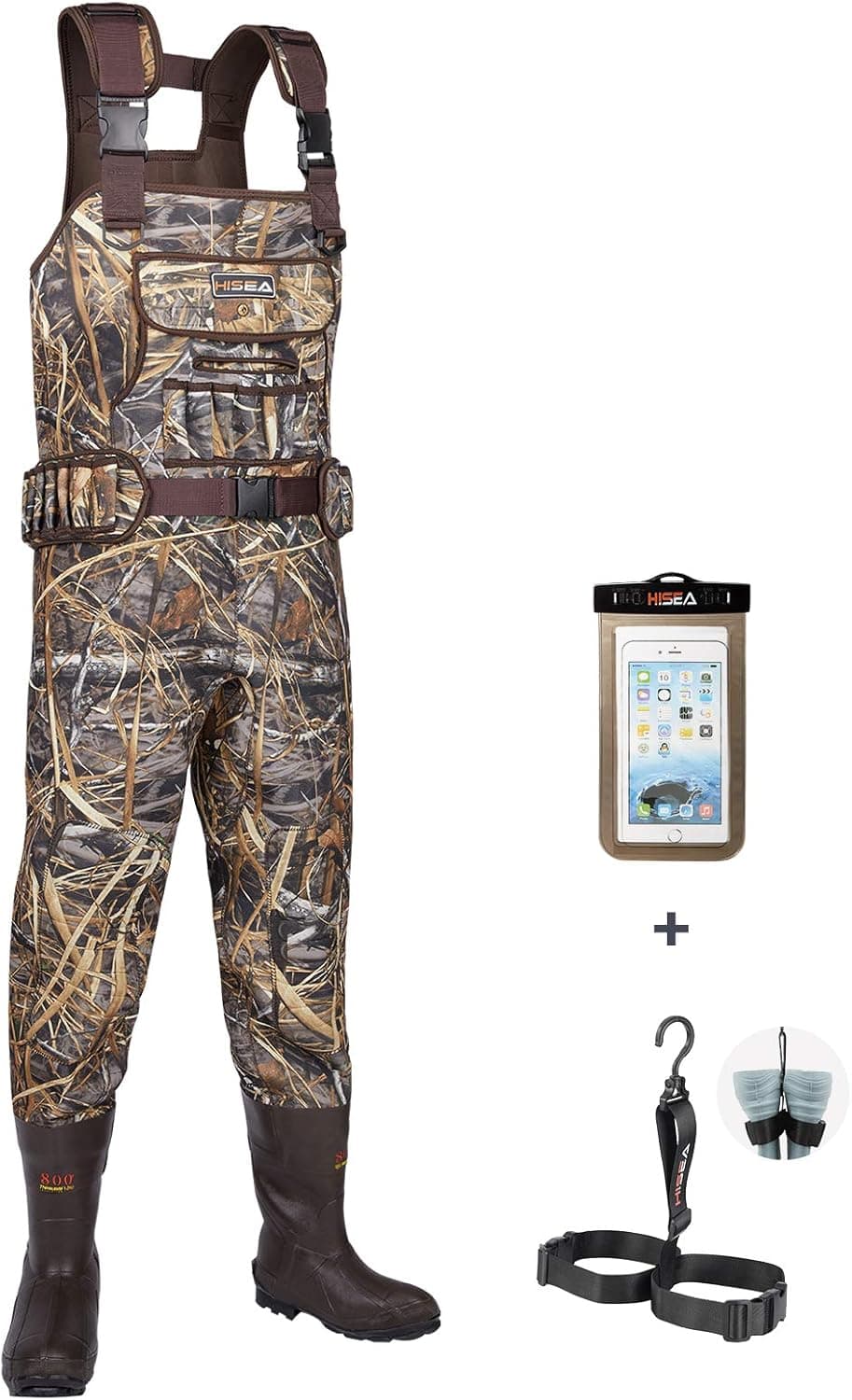 HISEA Hunting Waders, Neoprene Chest Waders for Men with 800G Insulated Boots Waterproof Neoprene Bootfoot Waders