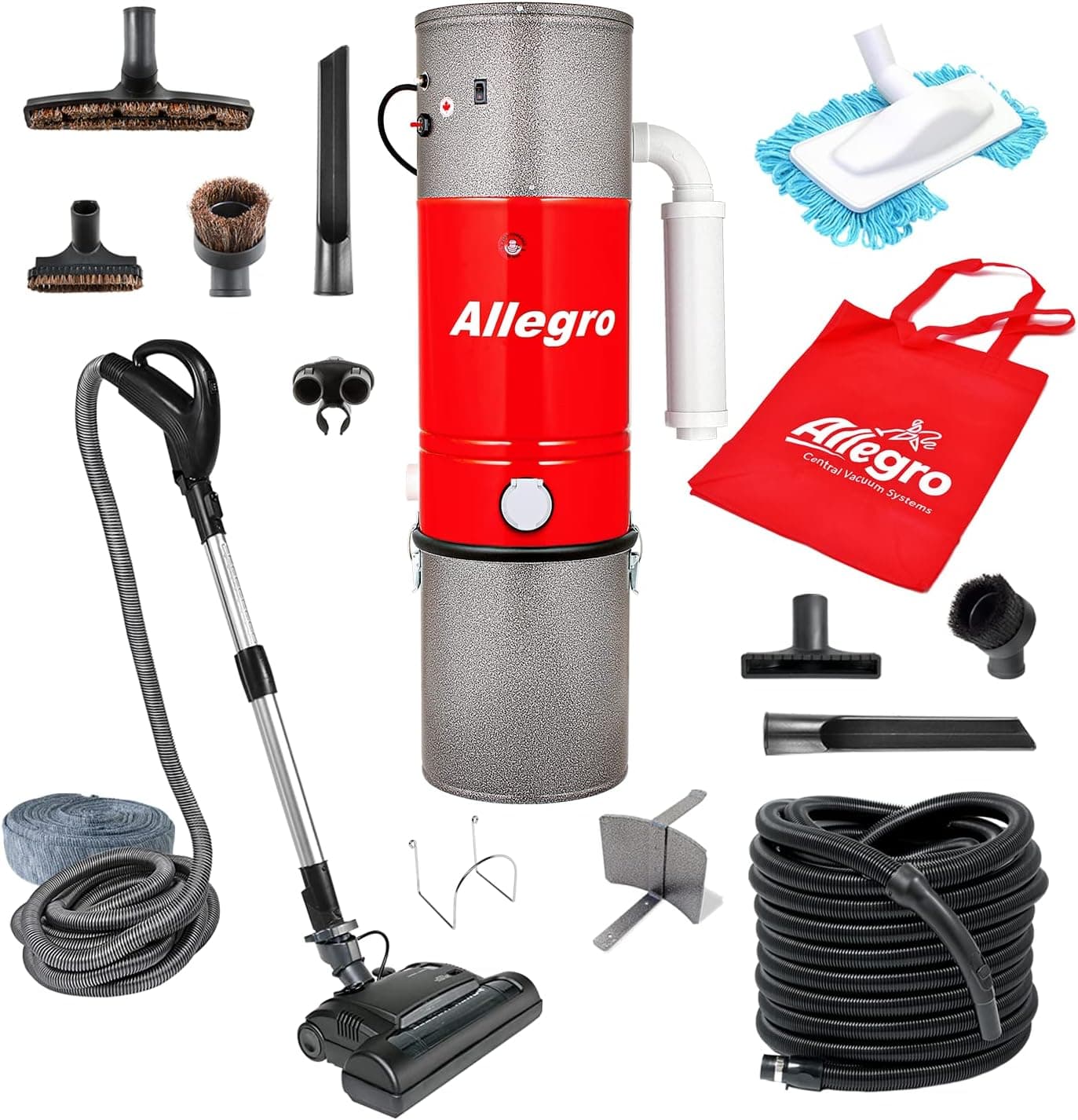 Allegro MU4500 Champion - 6,000 Square Foot Home Central Vacuum System 35 Foot Electric Powerhead Hose Kit