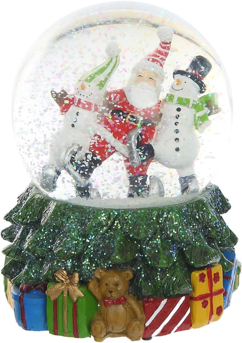 Christmas Glass Snow Globe Water Globe with Music Santa and Snowman Water Ball Decoration Musical Crystal Ball,Santa and Snowman