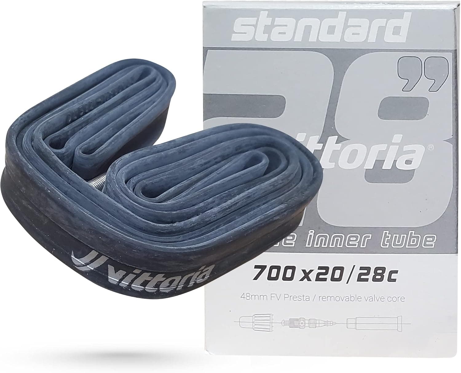 Vittoria Standard Butyl Inner Tubes - Inner Tubes for Road Bikes - Presta Valve - Synthetic Rubber - 0.9mm Thick Inner Wall - Black