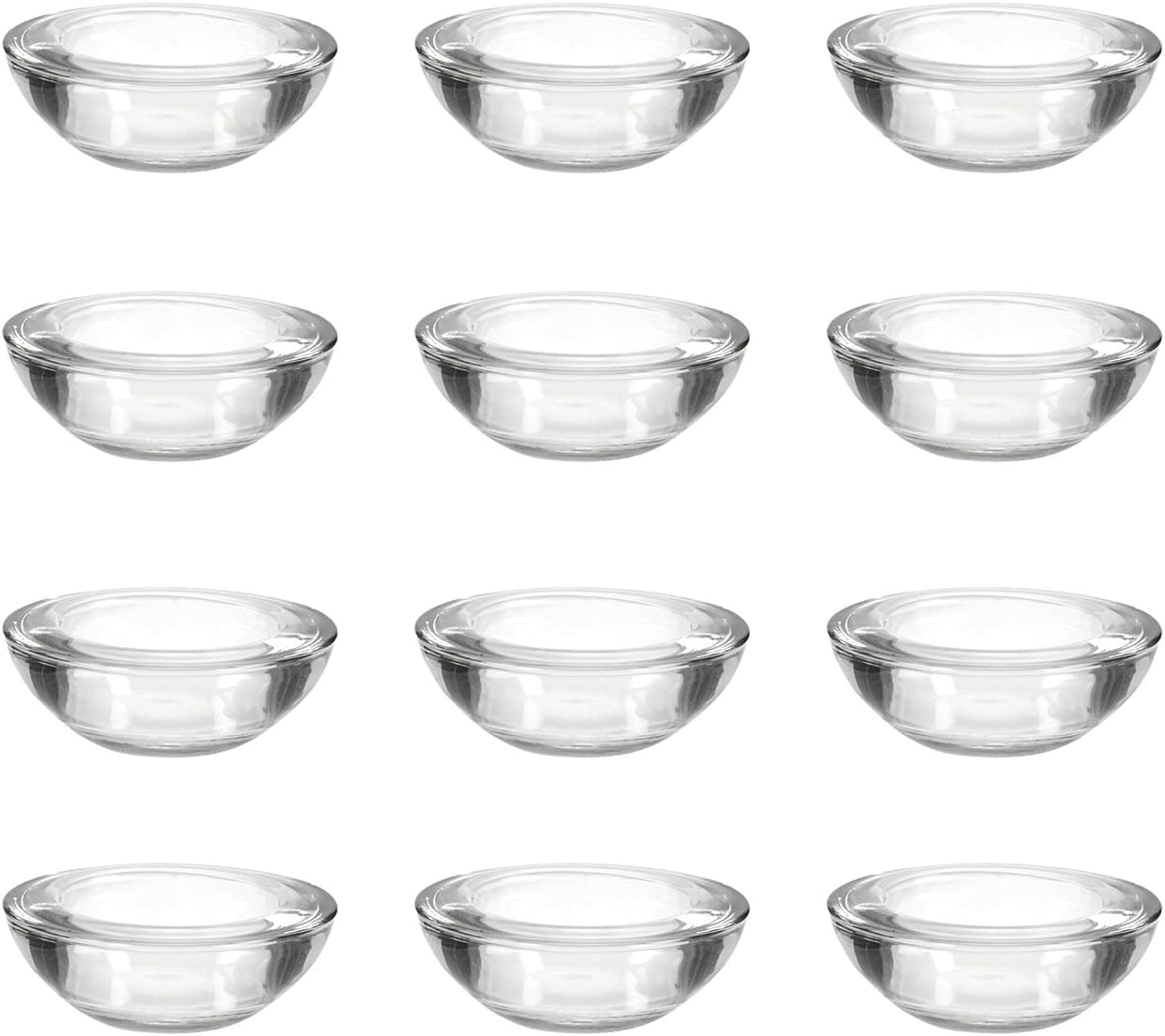 Juvale Tealight Candle Holder - 12-Pack Round Glass Tealight Candle Holder, for Wedding, Home, Party Decoration, Clear, 1 Inches Tall, 3 Inches in Diameter