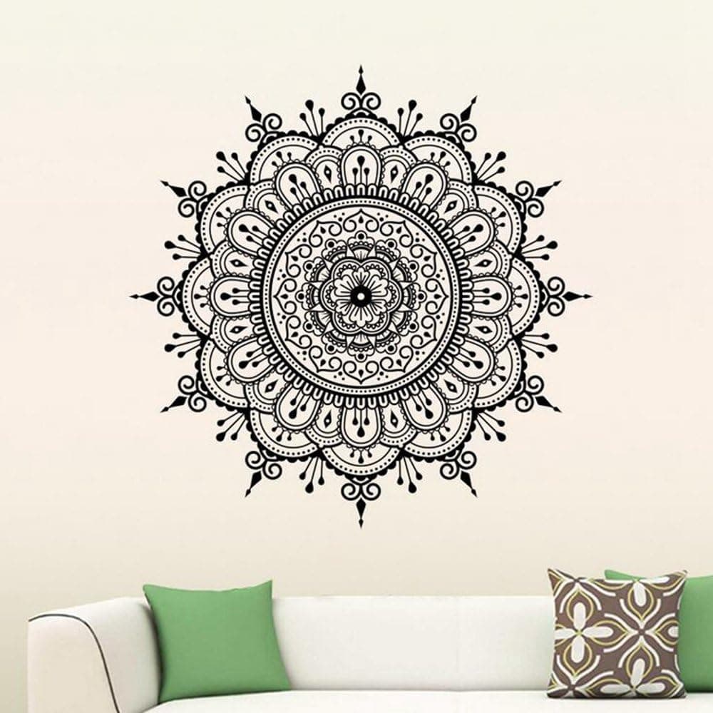 KBYLIFE Fashion Creative Mandala Wall Stickers Decor Yoga Om Decal Vinyl Bedthroom Living Room Art Indian Wall Sticker Waterproof Removable Decal Mandala Flower