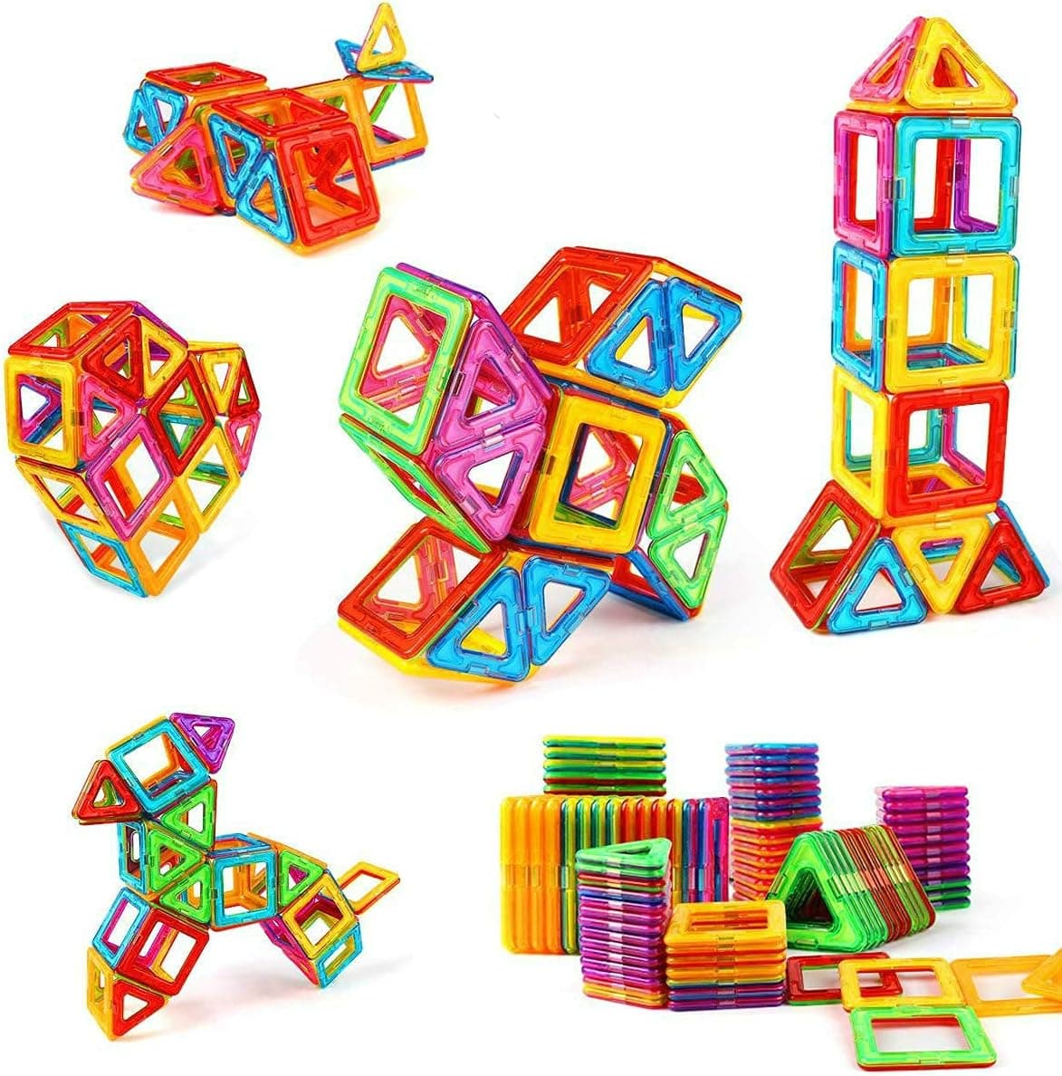 Magnetic Building Blocks Educational Toys Tiles Set for Boys & Girls Magnet Stacking Block Sets for Kid's Basic Skills Learning & Development Toys-Excellent Children's Gifts（YZ-025）