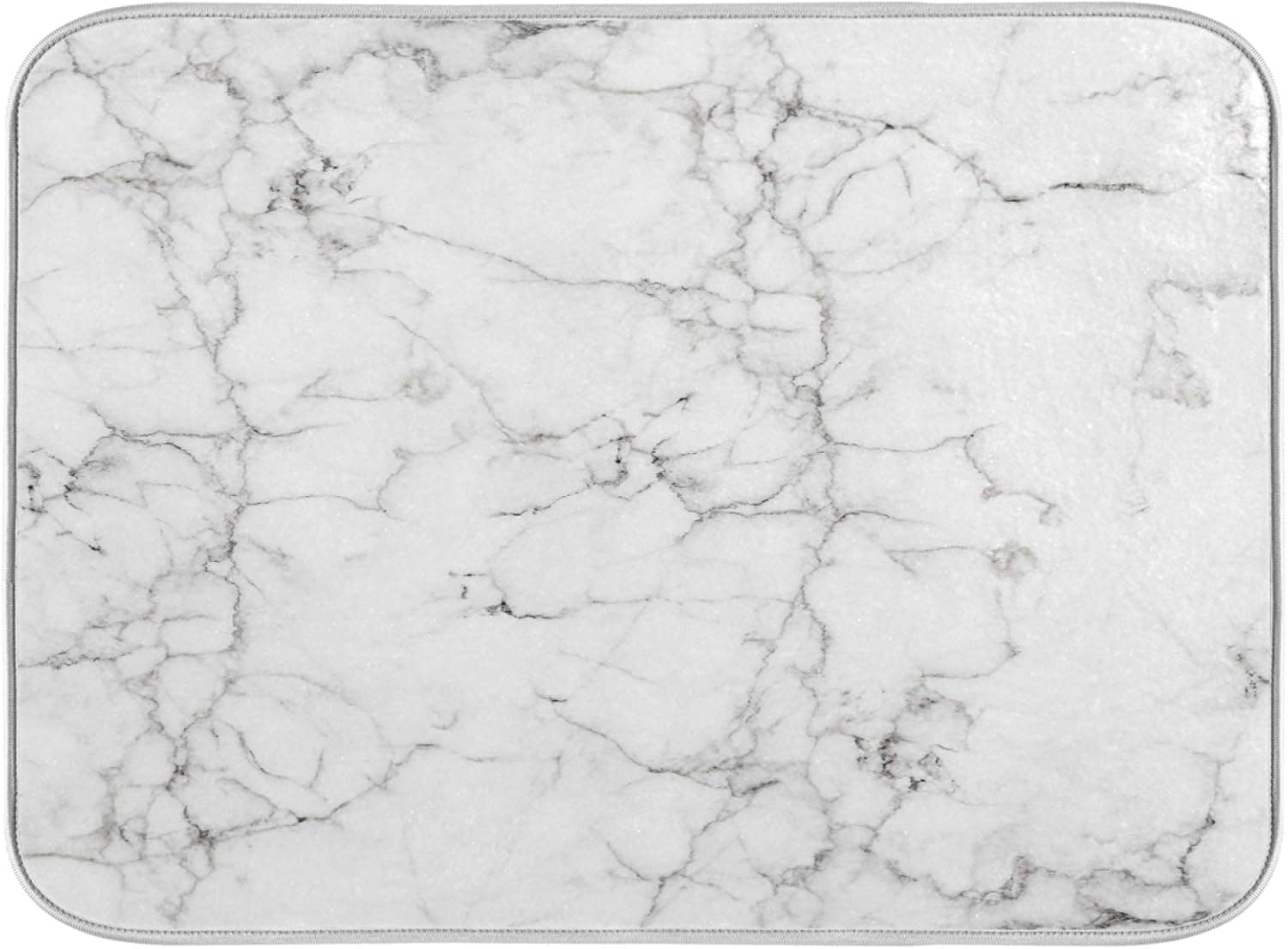 White Grey Marble Dish Drying Mat 18x24 for Kitchen Counter Black and White Marble Dishes Drying Pads Dish Drainer Rack Mats Absorbent Quick Drying Kitchen Accessories Coffee Bar Mats for Countertop