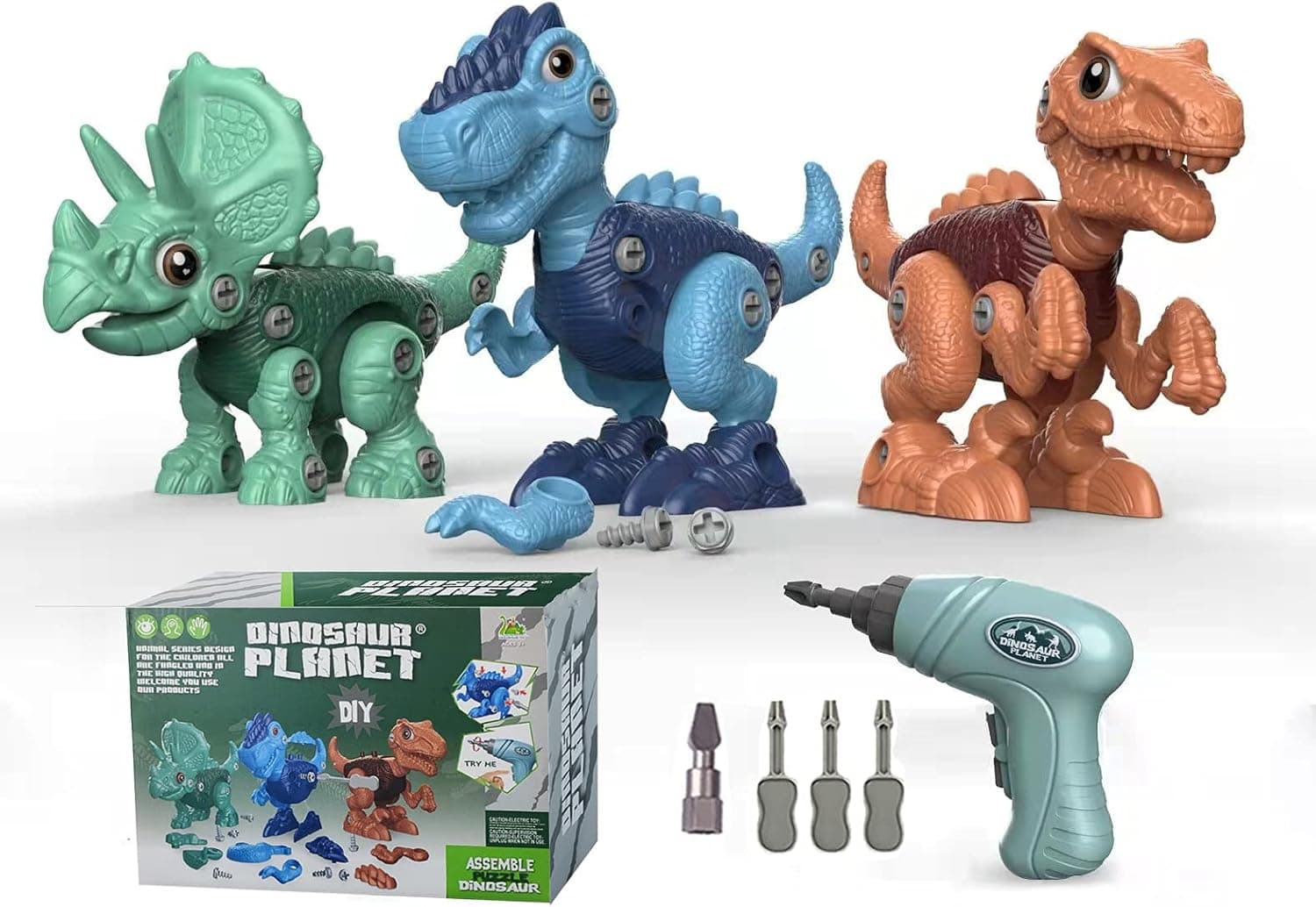 Cutylgla Take Apart Dinosaur Toys for Kids 3-7 Construction Building Toys with Electric Drill, Dinosaur Toys Birthday Gifts for Toddlers Boys Girls