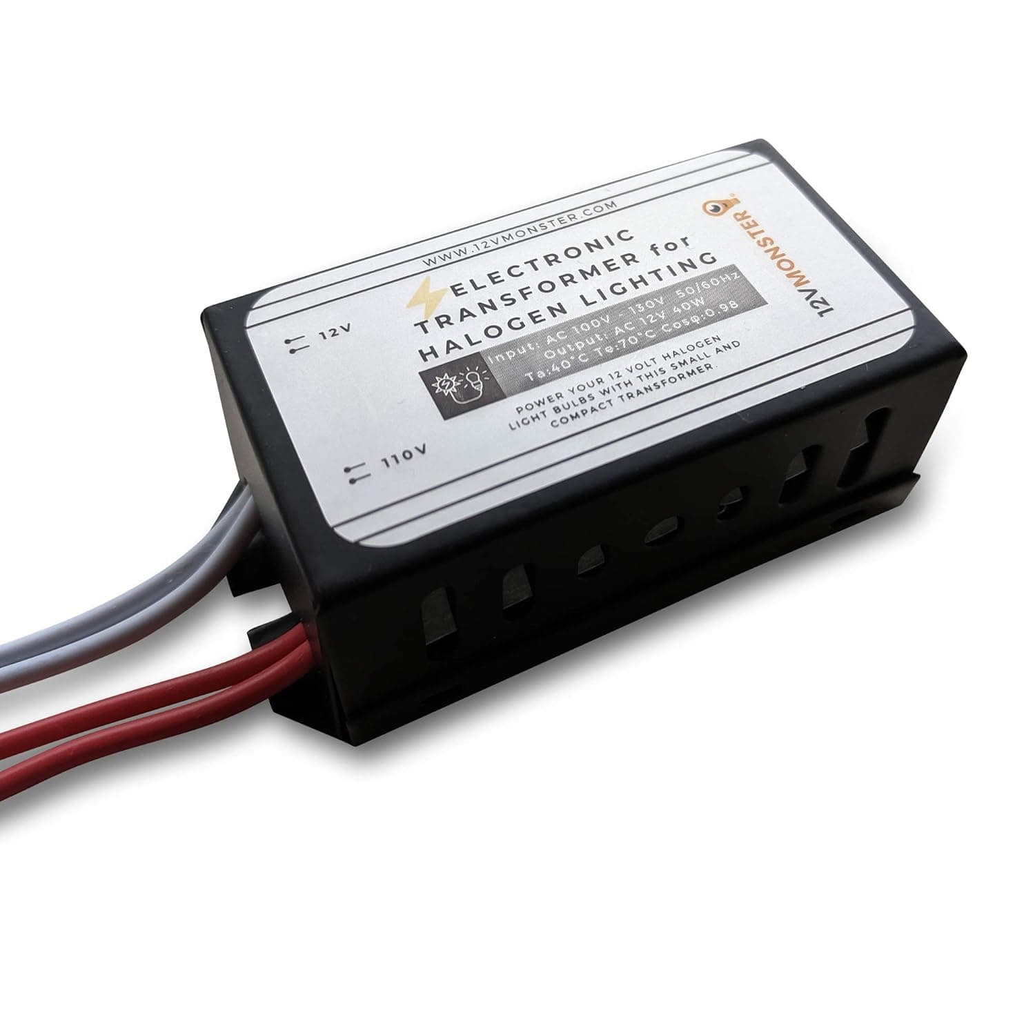 40 Watt Low Voltage Xenon Transformer 40W in Input 120V to Output 12V Halogen Light Bulb Power Supply 12 Volt G4 MR11 MR16 Lamp Driver Ballast Spot Landscape Rail Ceiling Wiring Malibu Garden
