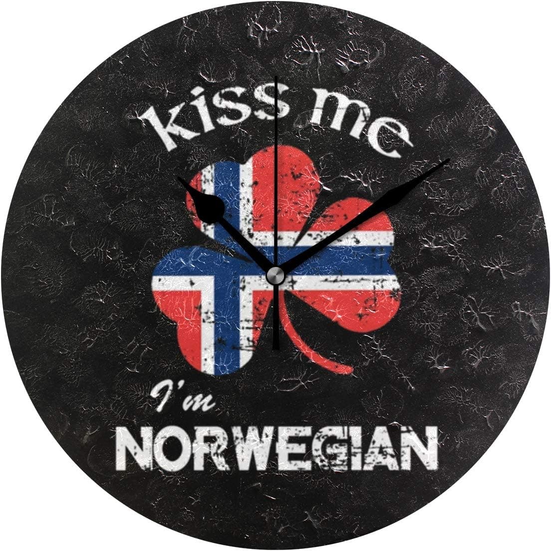 Round Wall Clock with Norwegian St. Patrick's Day Print for Office Living Room Bedroom