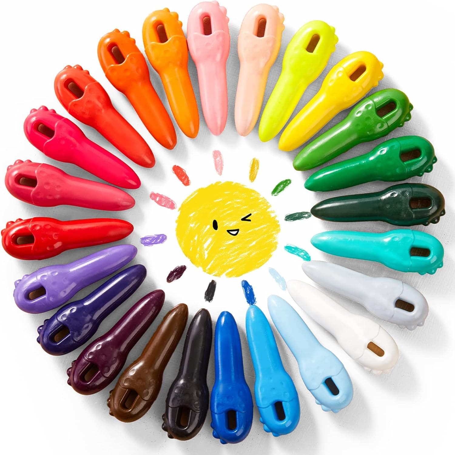 Mess Free Crayons for Toddlers, 24 Colors Washable Jumbo Crayons with 108 FREE Coloring Books PDF Pages, Big Large Baby Key Crayons for Kids Ages1-3,2-4,4-8 Keep Kids Busy Coloring Art Supplies Kids