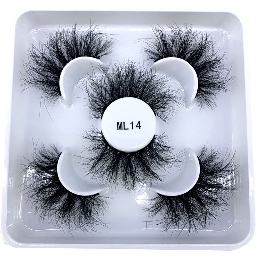 HBZGTLAD Reusable mink eyelashes 25mm lashes fluffy messy 3D mink lashes wholesale 3 pairs natural Long Thick false eyelashes extension (ML14)