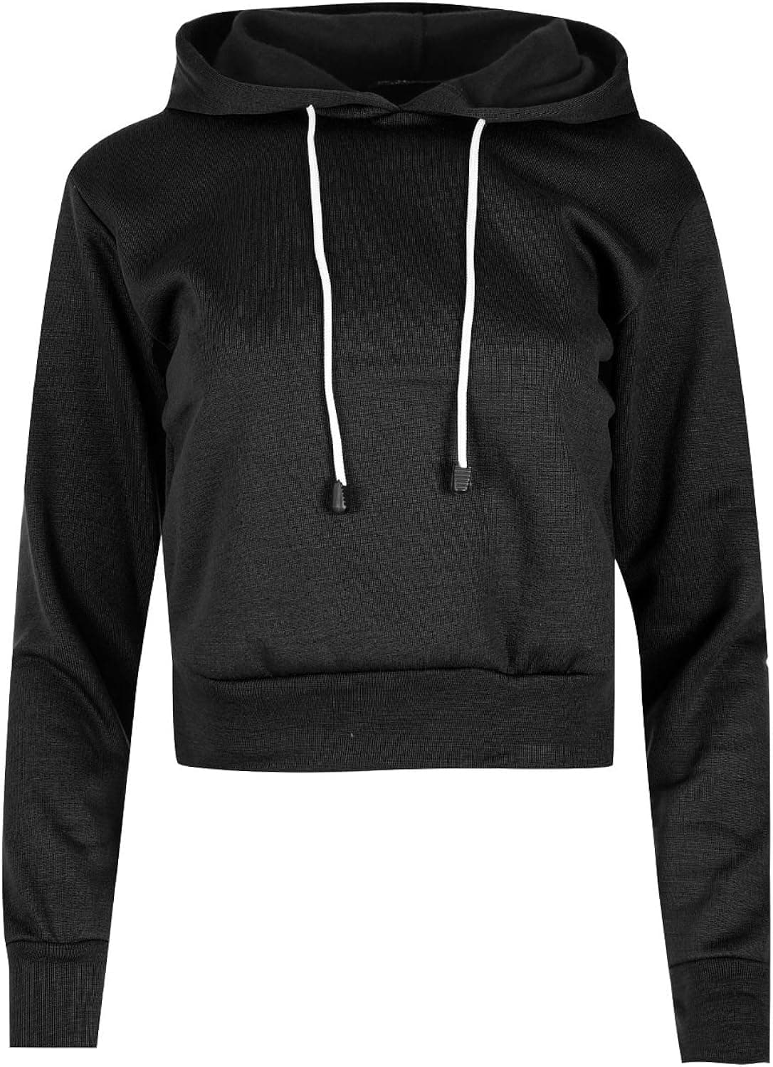 Oops Outlet Women`s Pullover Plain Fleece Sweatshirt Long Sleeve Cropped Hoody