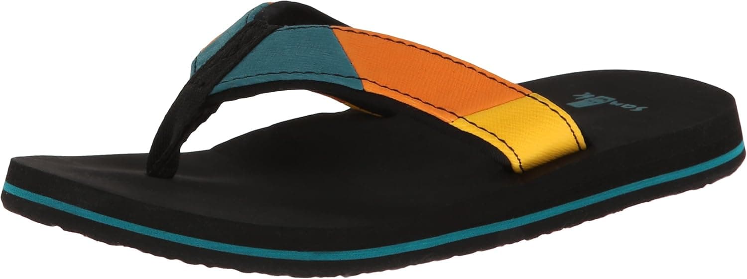 Sanuk Kids Block Party Boys Flip Flop (Toddler/Little Kid/Big Kid),Teal/Orange,10-11 M US Little Kid