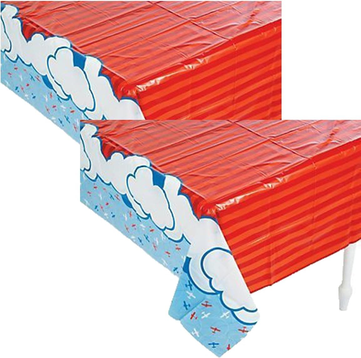 Party Supplies Inc. Plastic Up & Away Airplane Tablecover - 54" x 108" (2 Pack)
