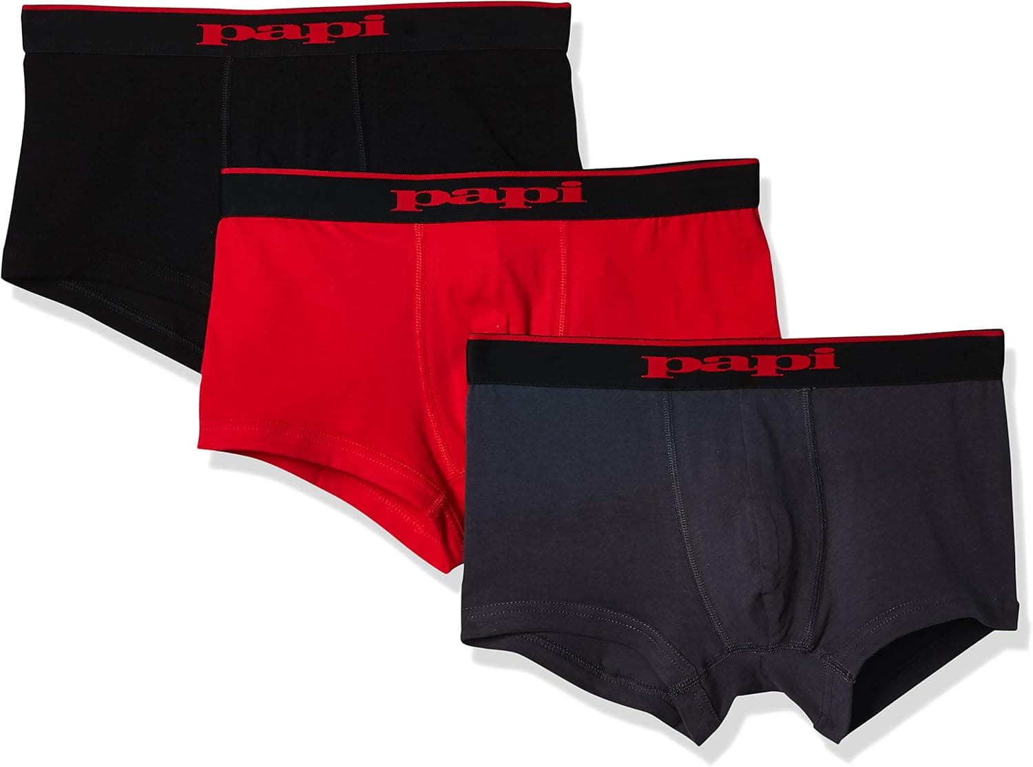 Papi Men's Stylish Brazilian Solid and Print Trunks (3-Pack of Men's Underwear)