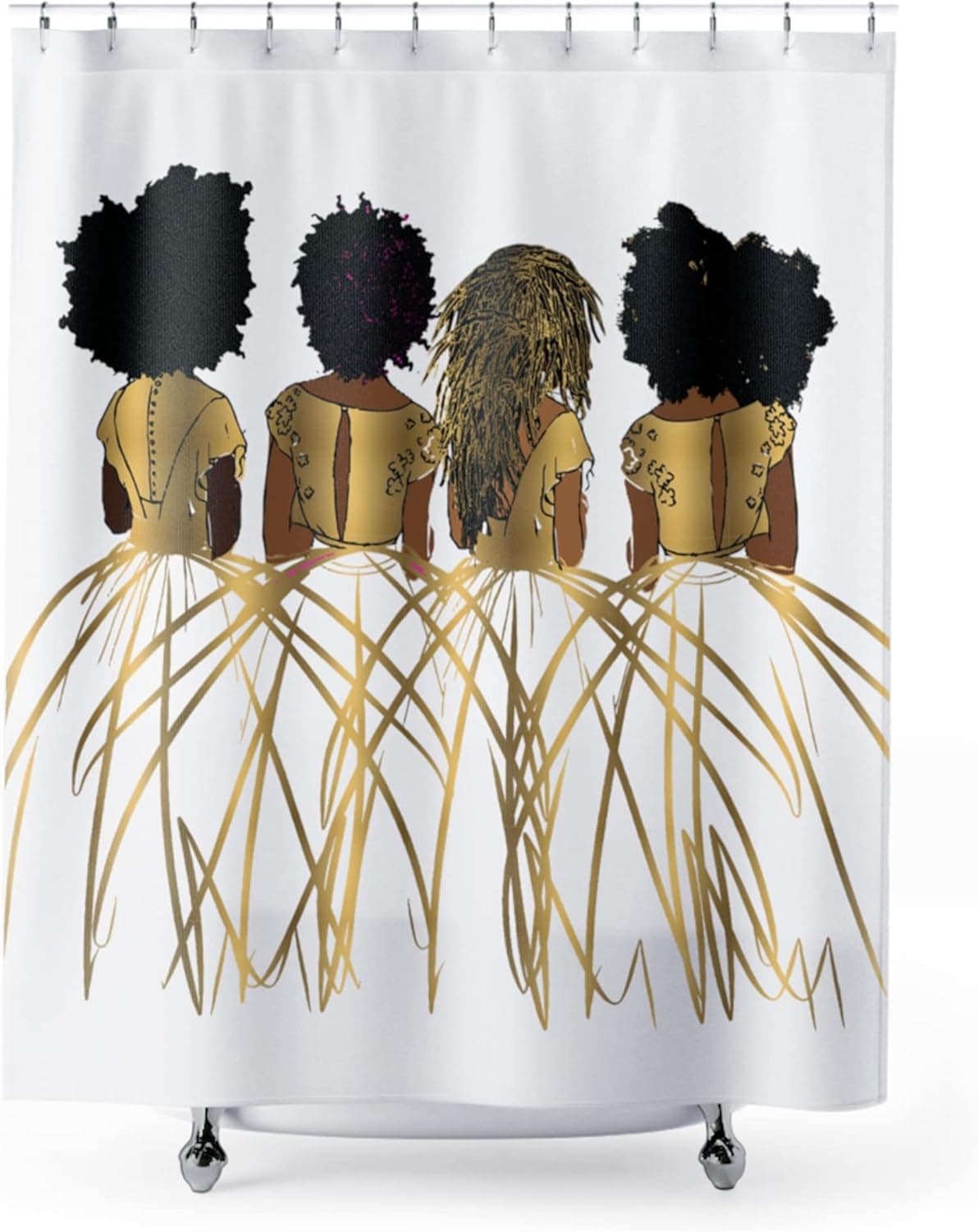 Pardon My Fro Royal Shower Curtain - 100% Polyester Fabric Shower Curtains with Print - Hotel & Home One Piece Hookless Shower Curtains w/ 12 Grommets, Chic Style Bathroom Curtain (White71×71")