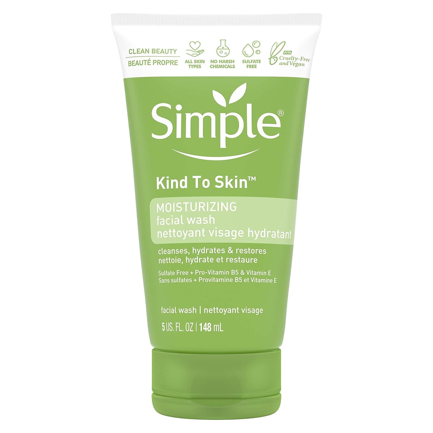 Simple Kind to Skin Face Wash Cleanser for All Skin Types Moisturizing Cleanses and Hydrates 5 oz