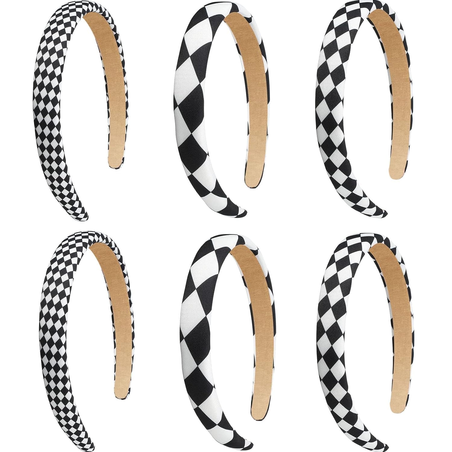 MTLEE 6 Pieces Plaid Headband Non Slip Checkerboard Hair Bands Buffalo Plaid Check Headband Padded School Uniform Headbands Soft Bath Cute Hairbands for Women Girls Hair Accessories, 3 Styles