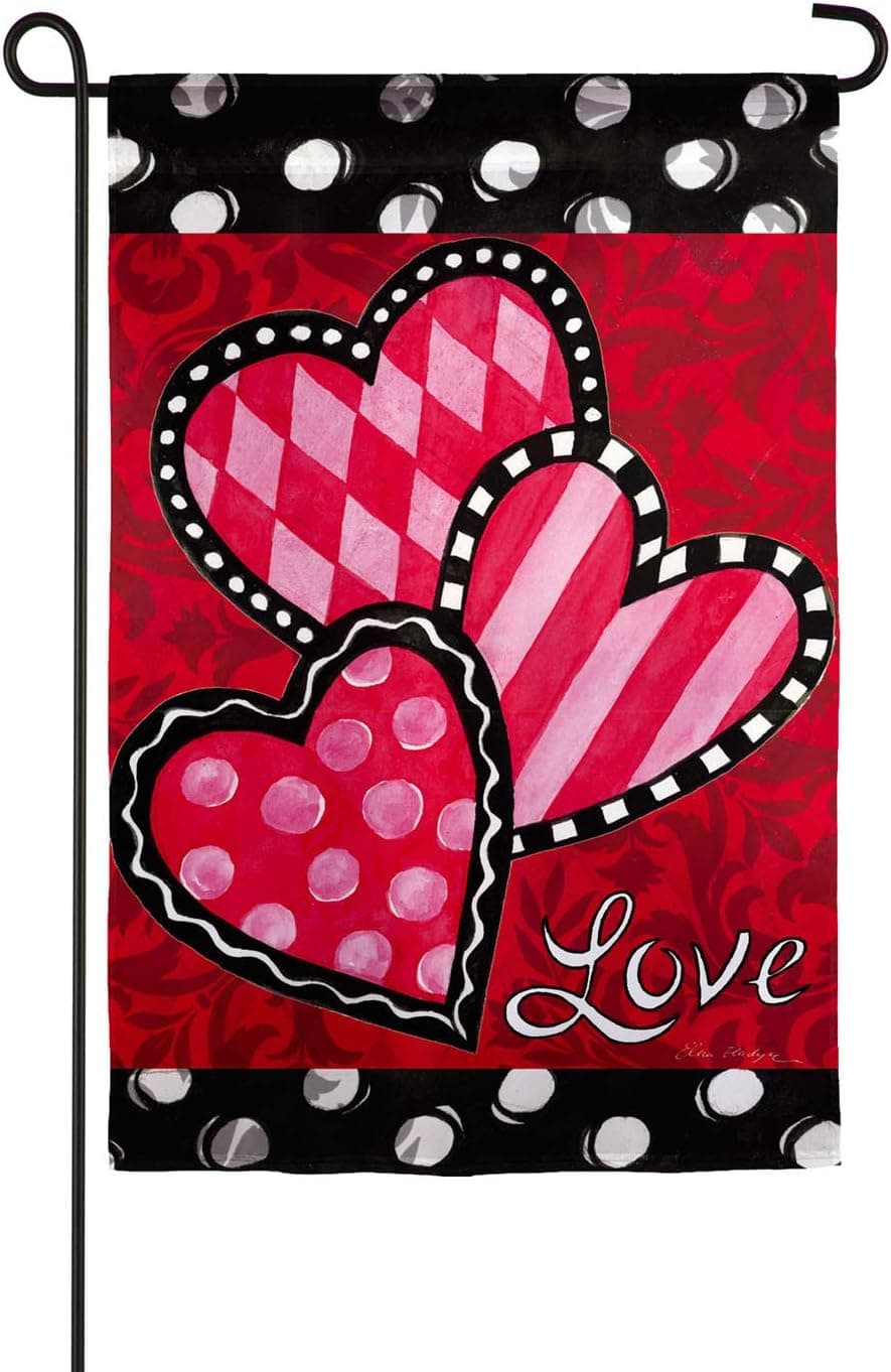 Evergreen Flag Beautiful Springtime Bright Valentine's Hearts Suede Garden Flag - 13 x 18 Inches Fade and Weather Resistant Outdoor Decoration for Homes, Yards and Gardens