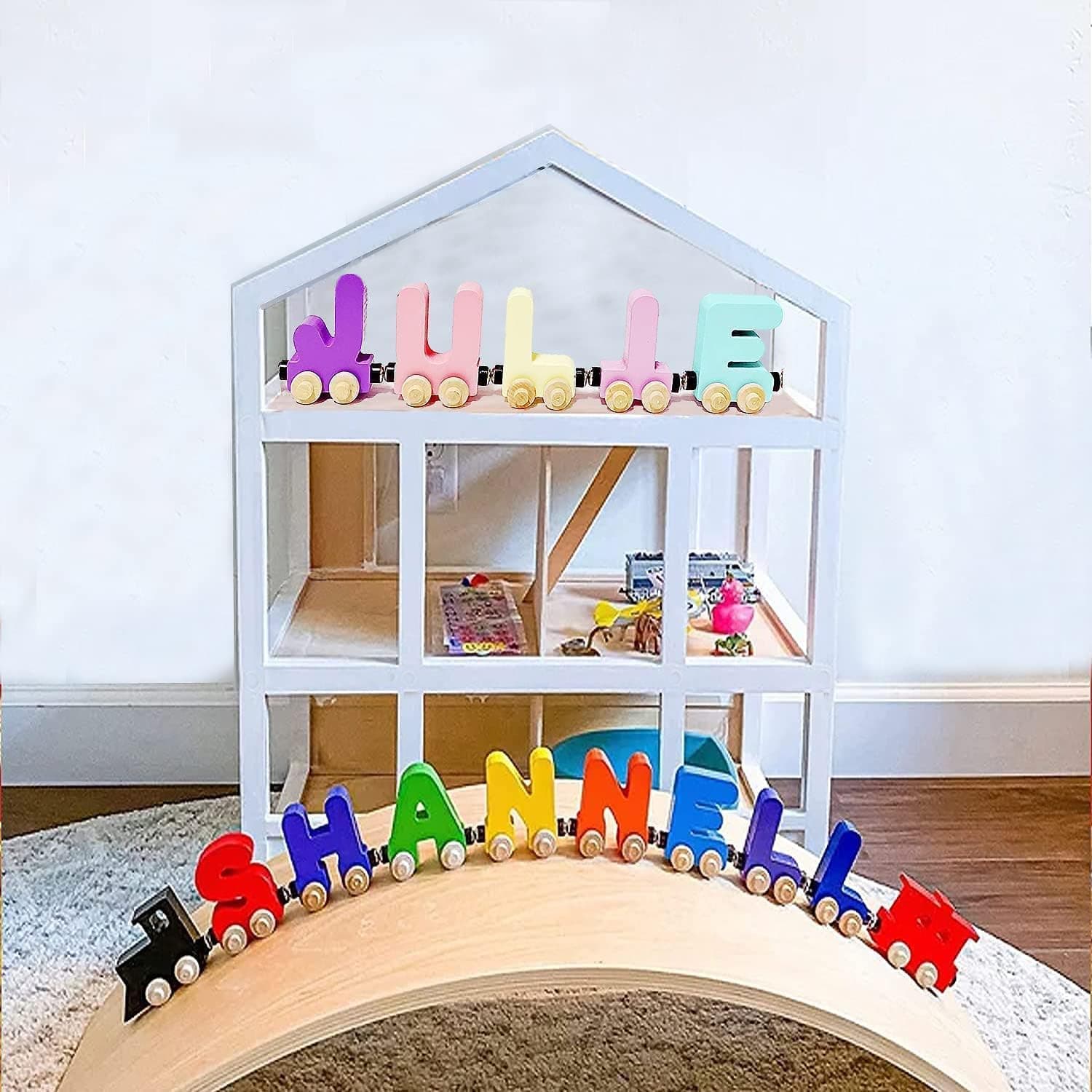 Made in U.S.A Only - Wooden Name Puzzle for Kids Toddlers & New Born - Learn Play & Display Kids Room Front Love Message Included